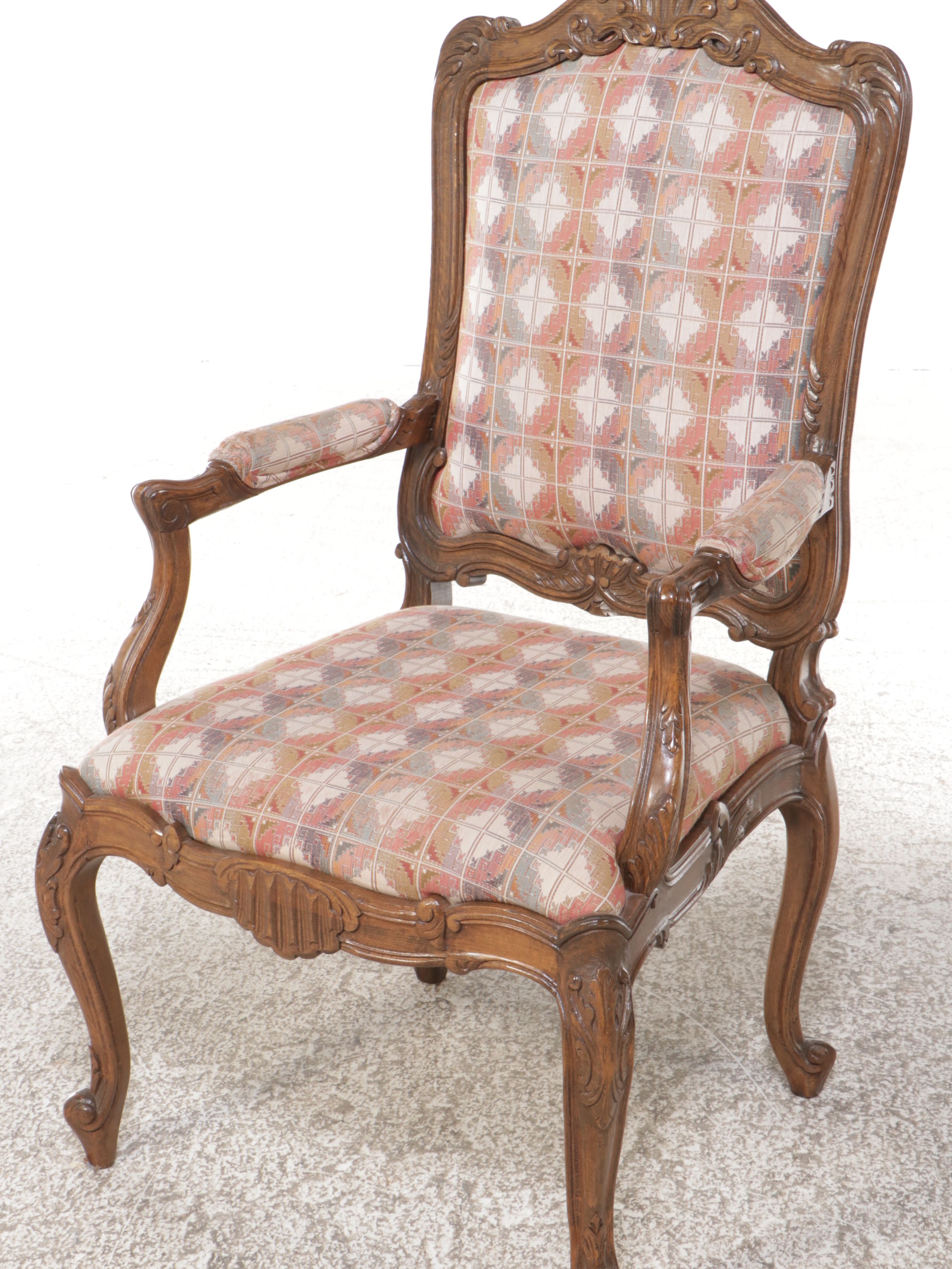 Louis XV Style Armchairs with Pedestal Table