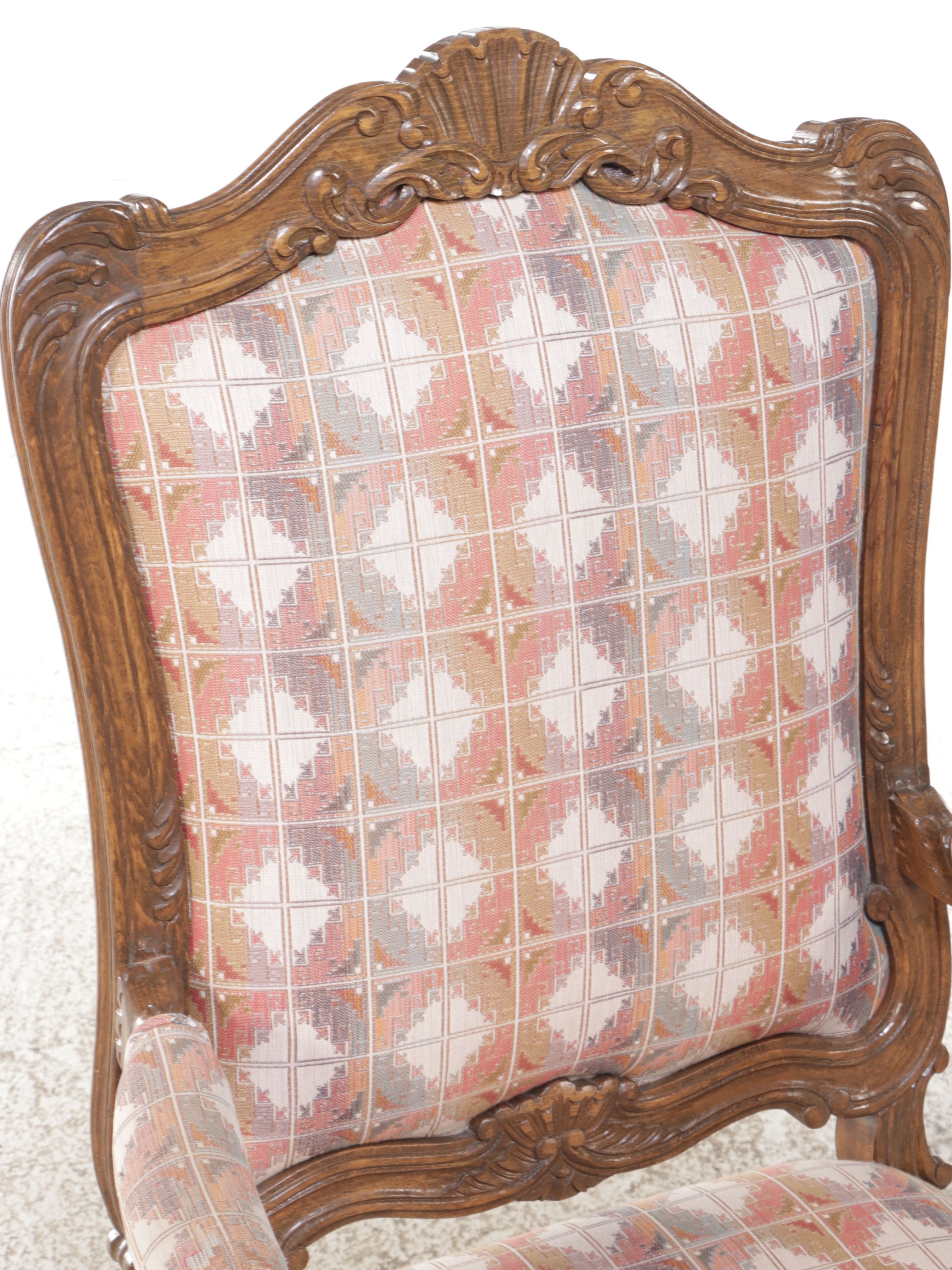 Louis XV Style Armchairs with Pedestal Table