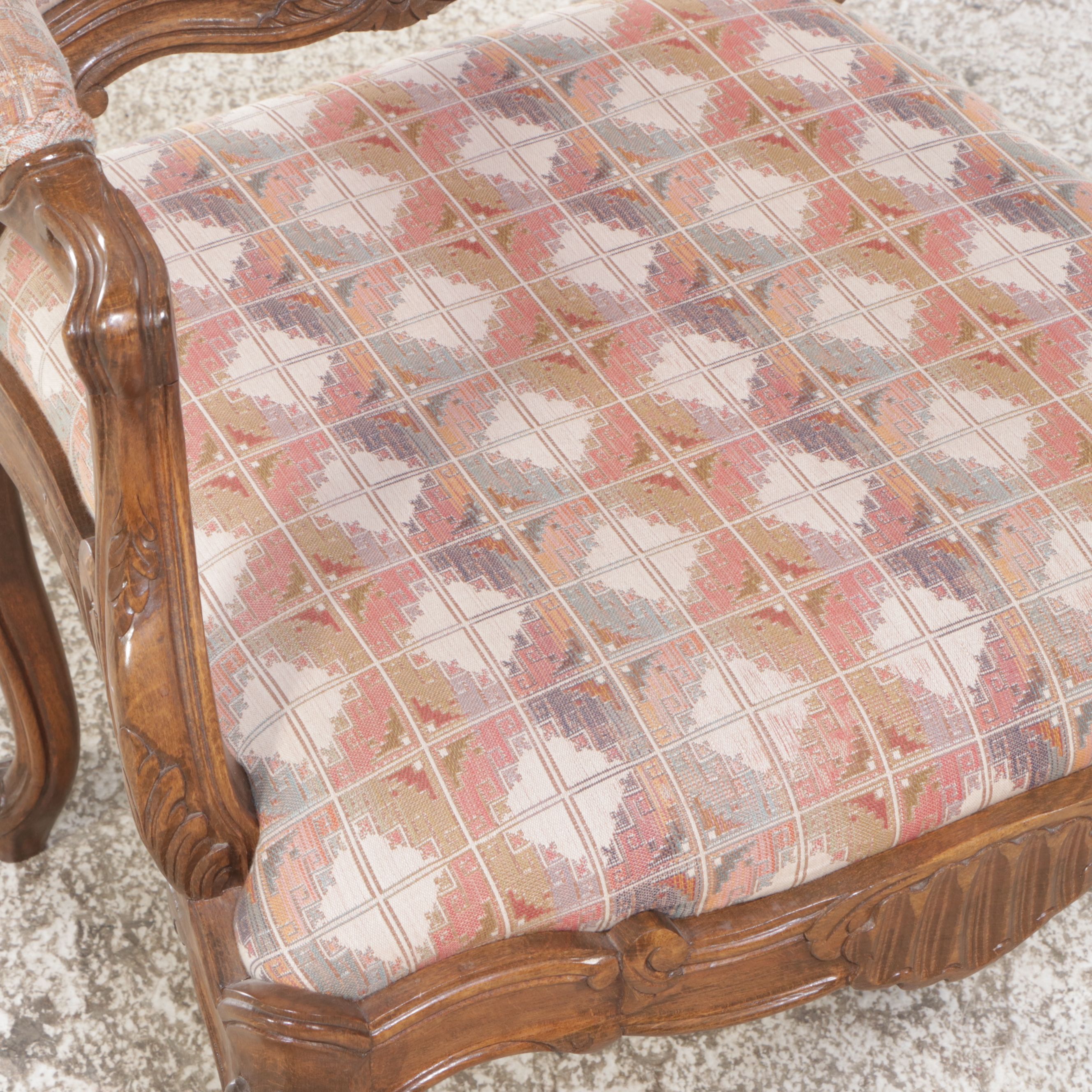 Louis XV Style Armchairs with Pedestal Table