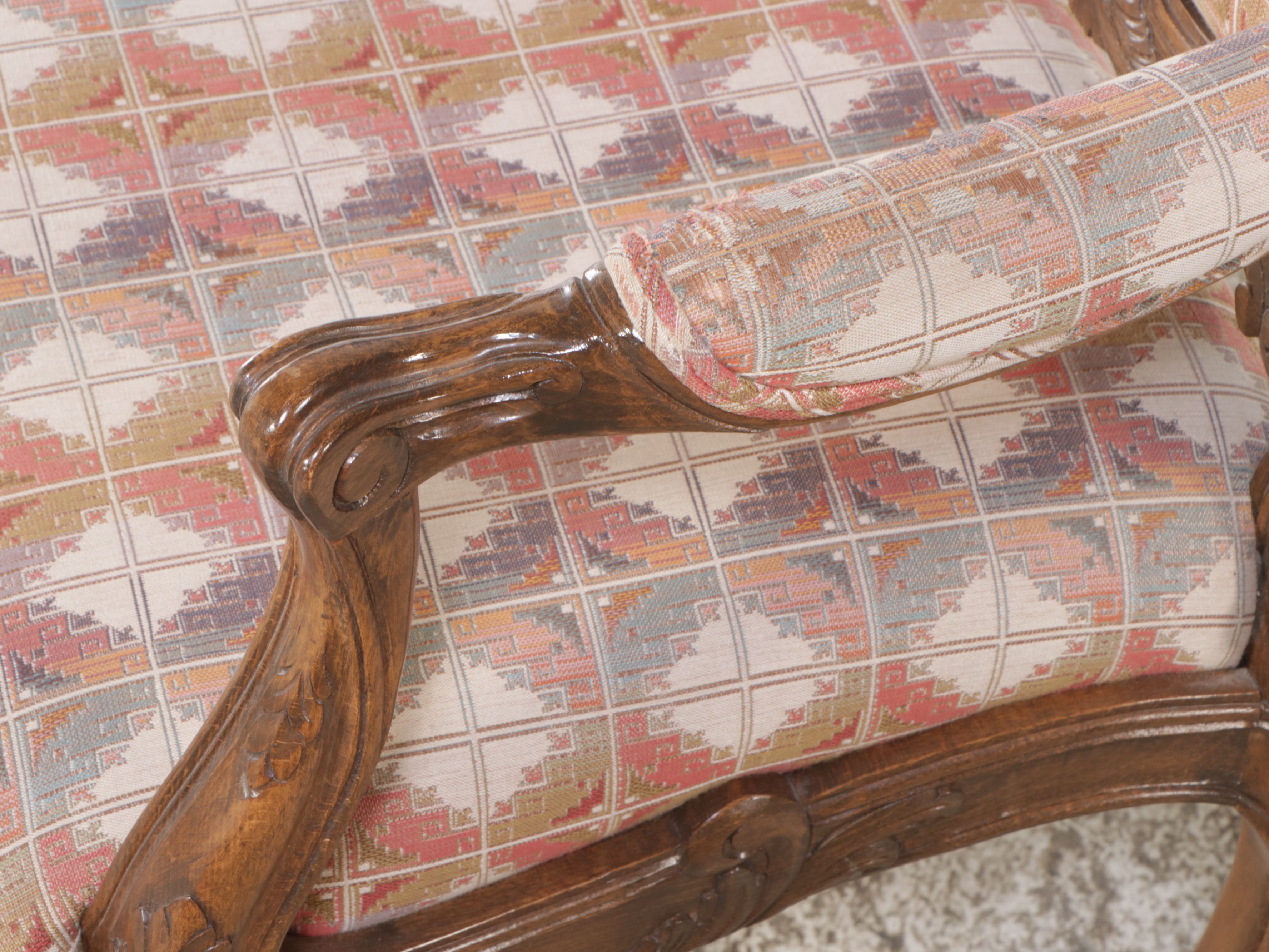 Louis XV Style Armchairs with Pedestal Table