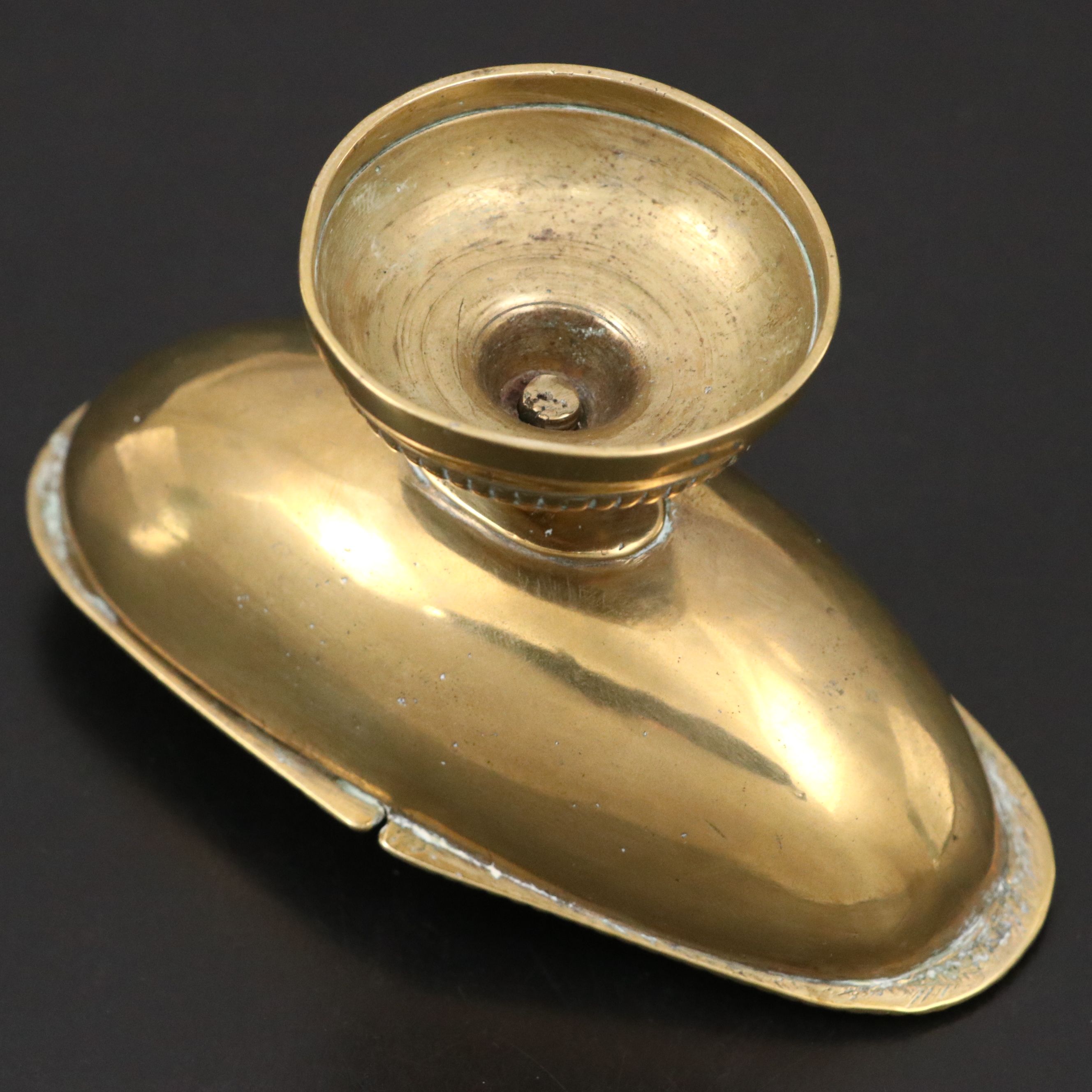 French Brass Church Shuttle Censer, 18th to 19th Century