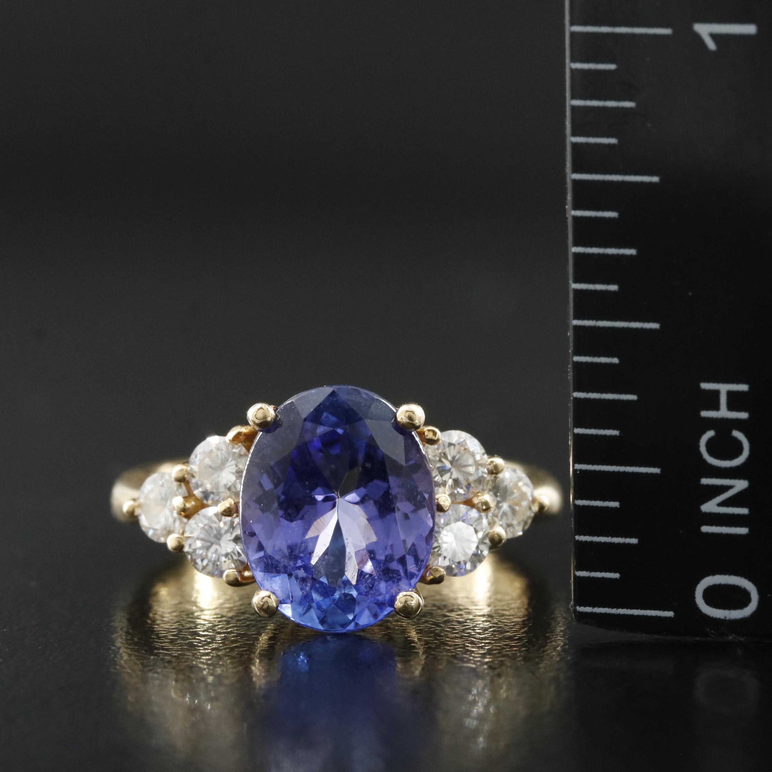 18K 3.35 CT Tanzanite and Diamond Ring