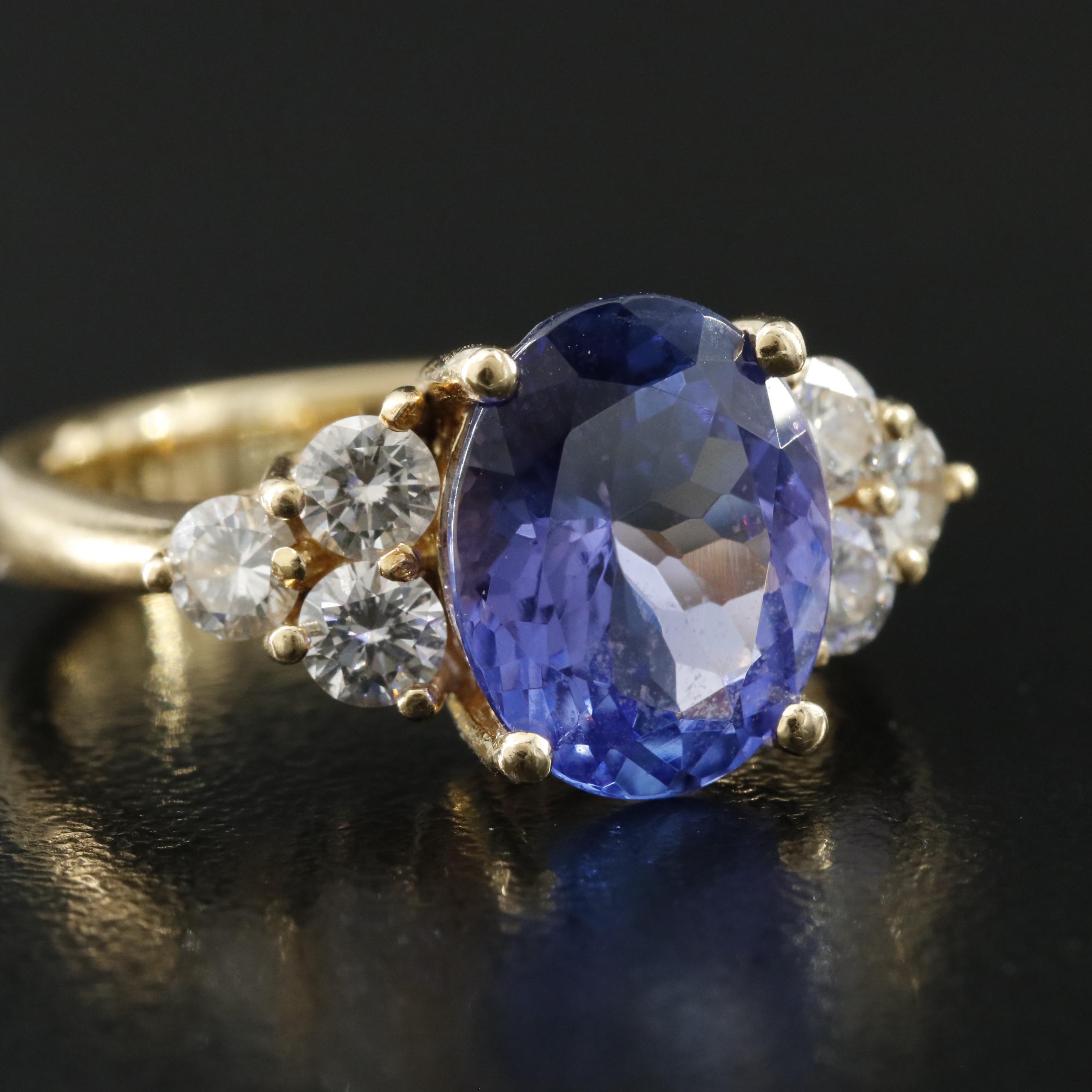 18K 3.35 CT Tanzanite and Diamond Ring