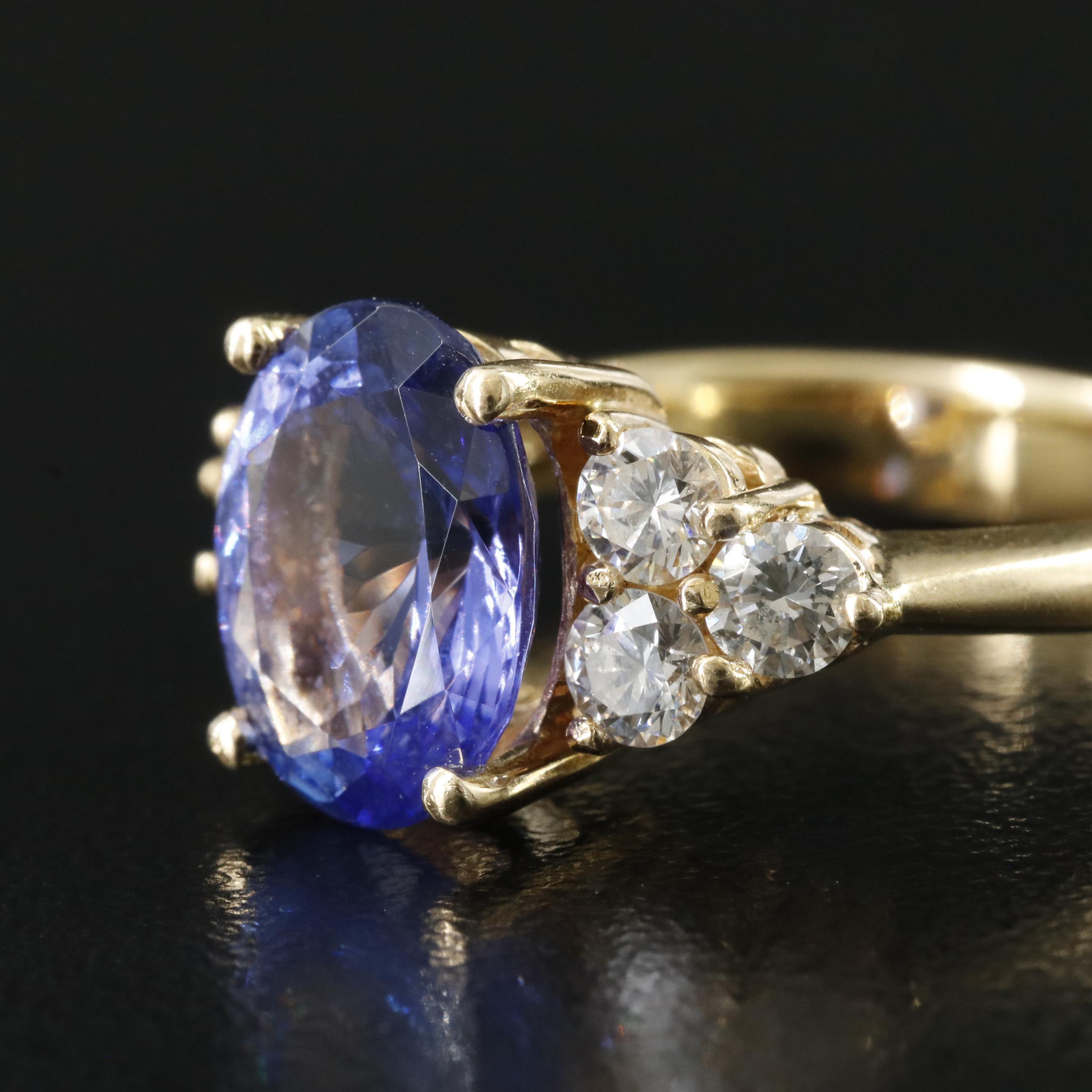 18K 3.35 CT Tanzanite and Diamond Ring