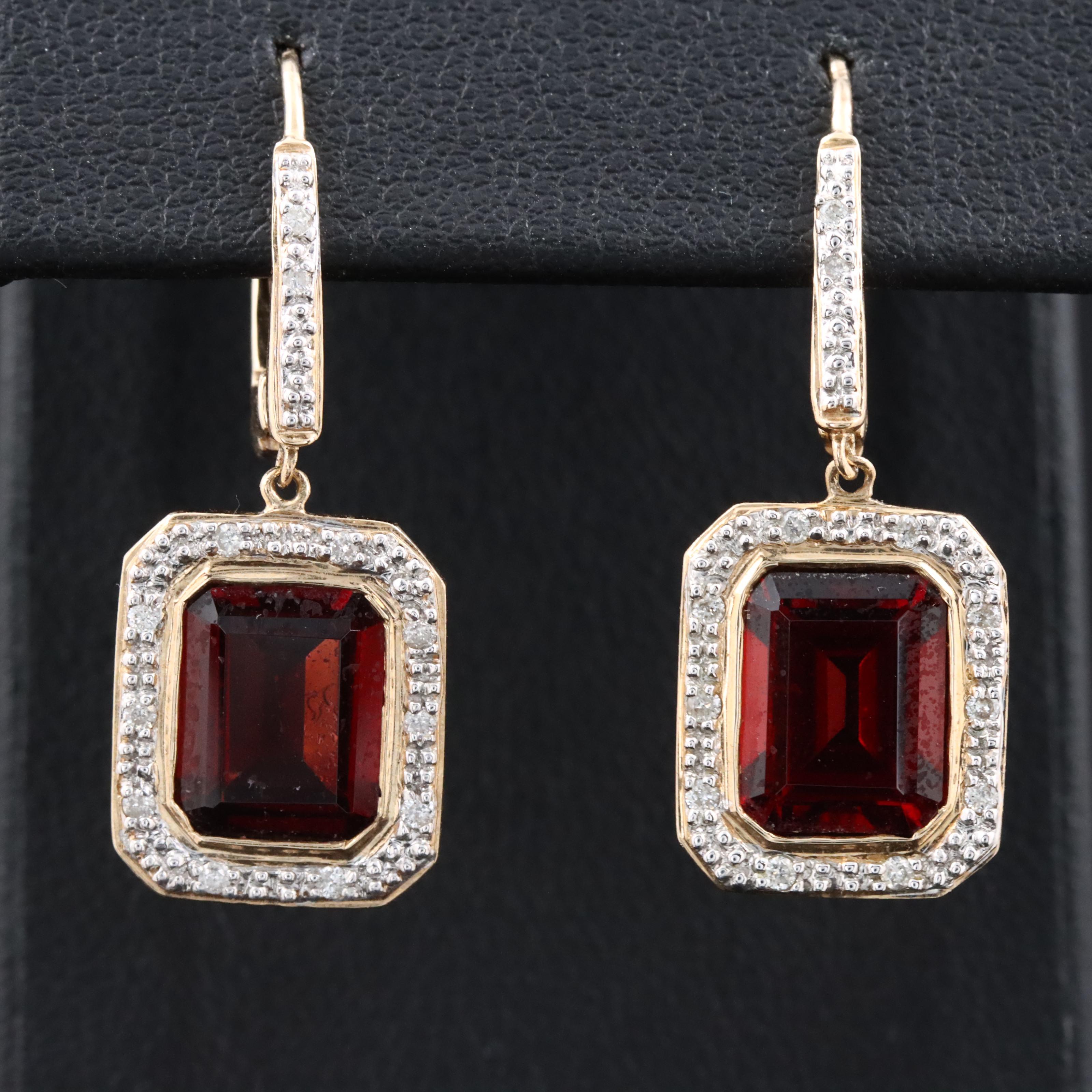 14K Garnet and Diamond Earrings