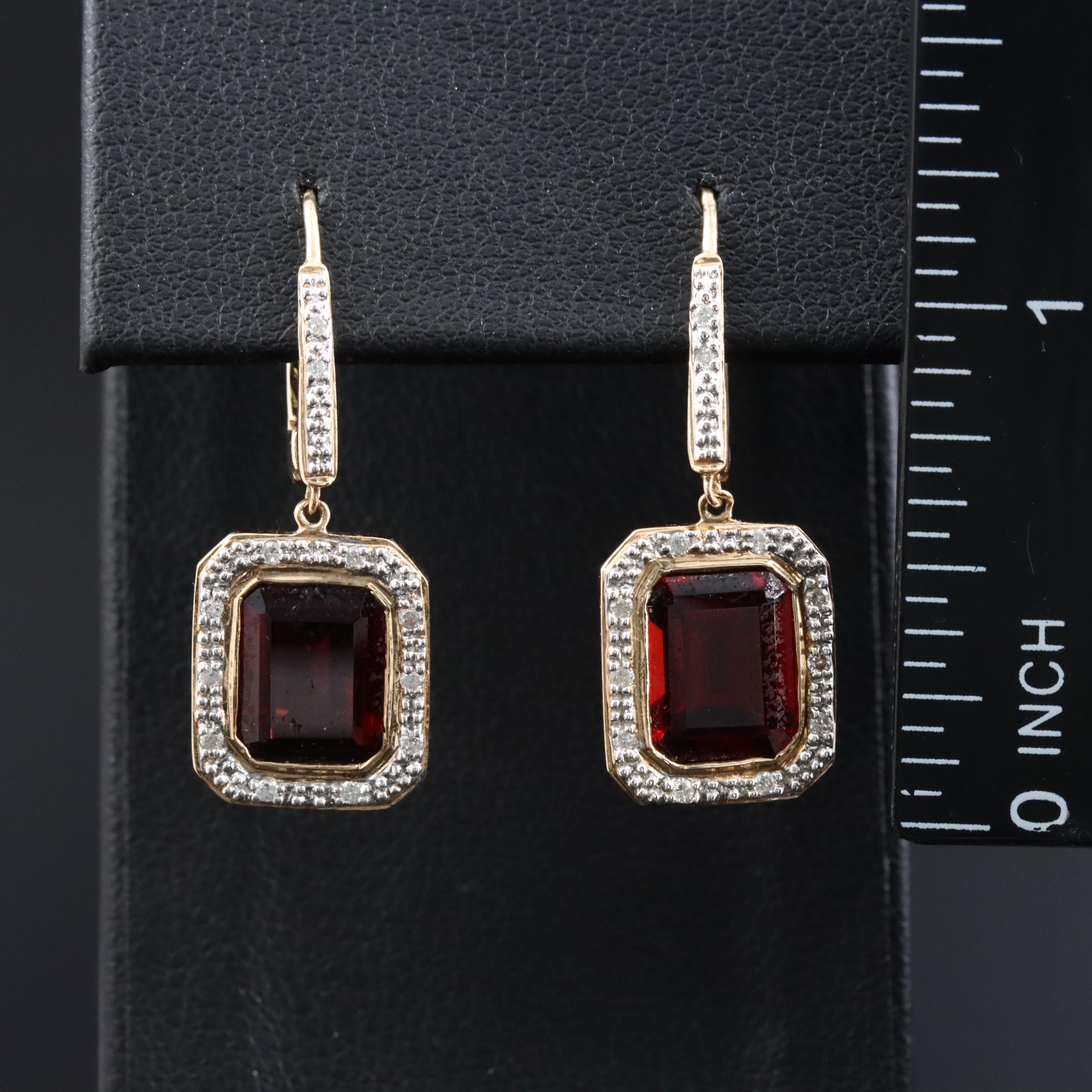 14K Garnet and Diamond Earrings