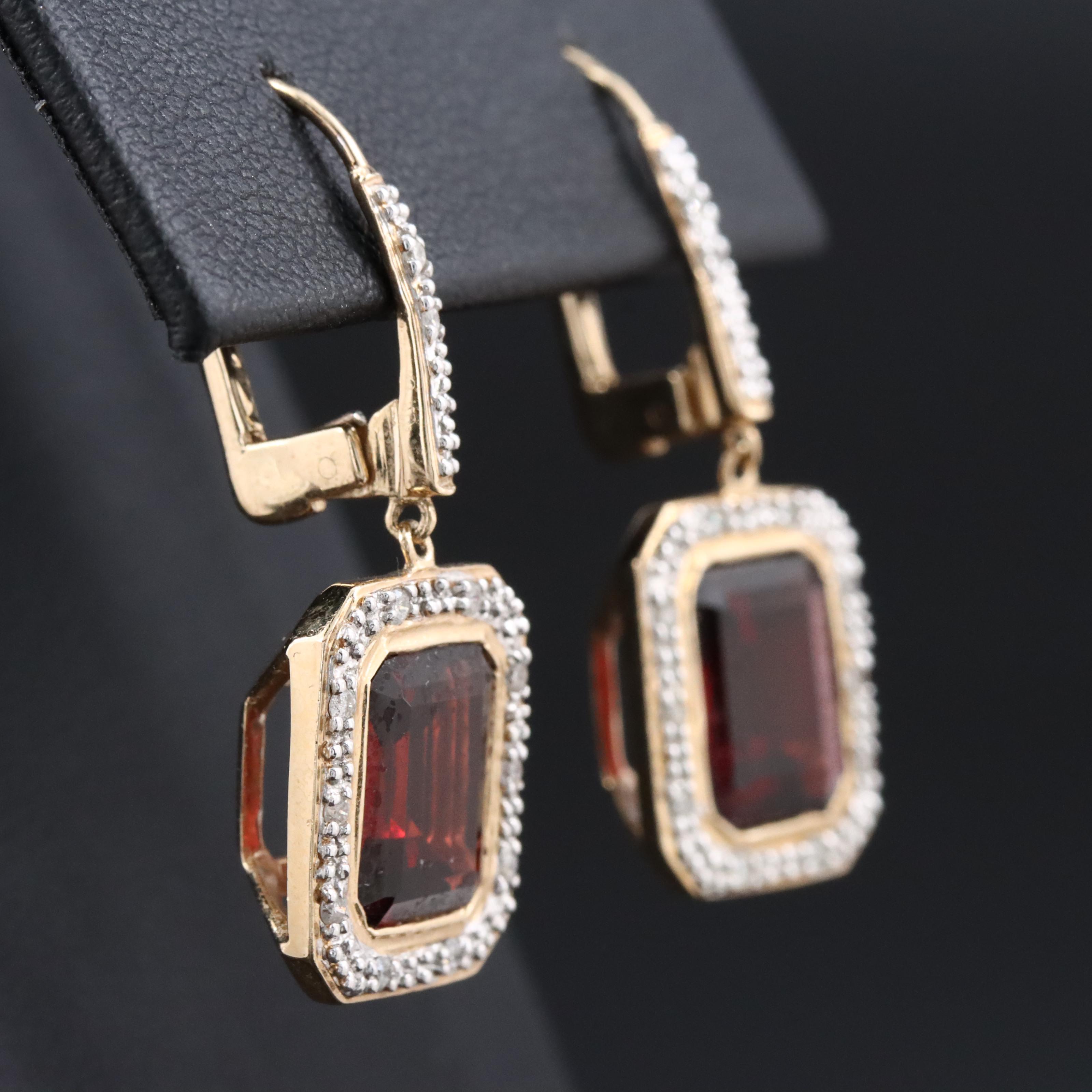 14K Garnet and Diamond Earrings