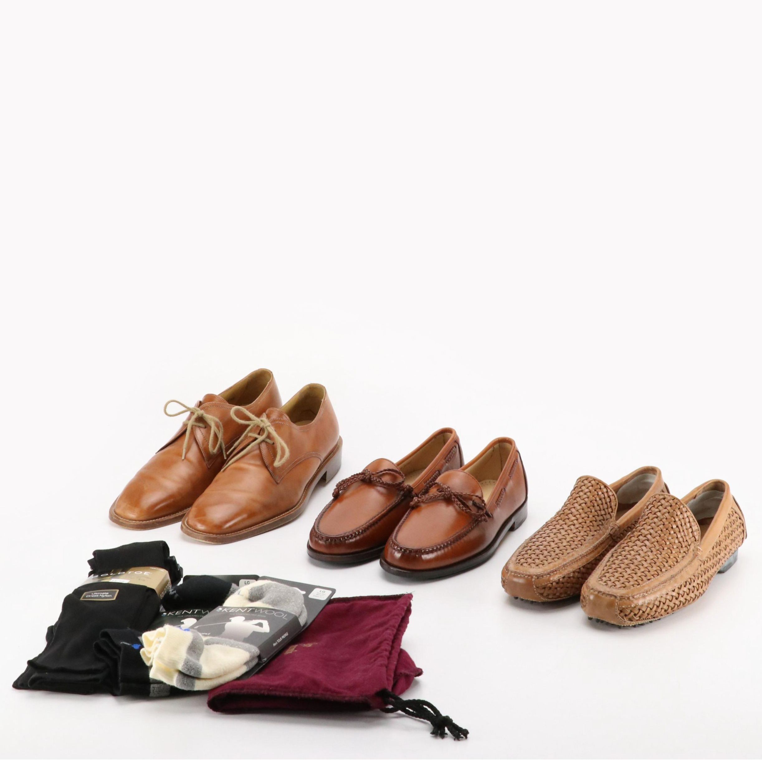 Men's Cole Haan, Allen Edmonds and Ghurka Brown Leather Loafers with Other Socks