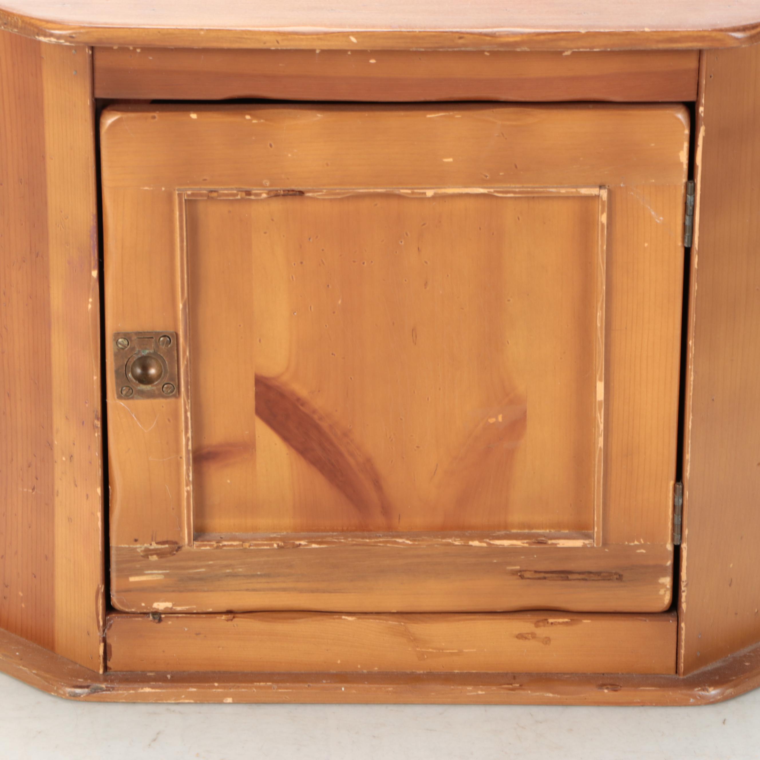 Pine Wall-Mount Corner Cabinet, 20th Century