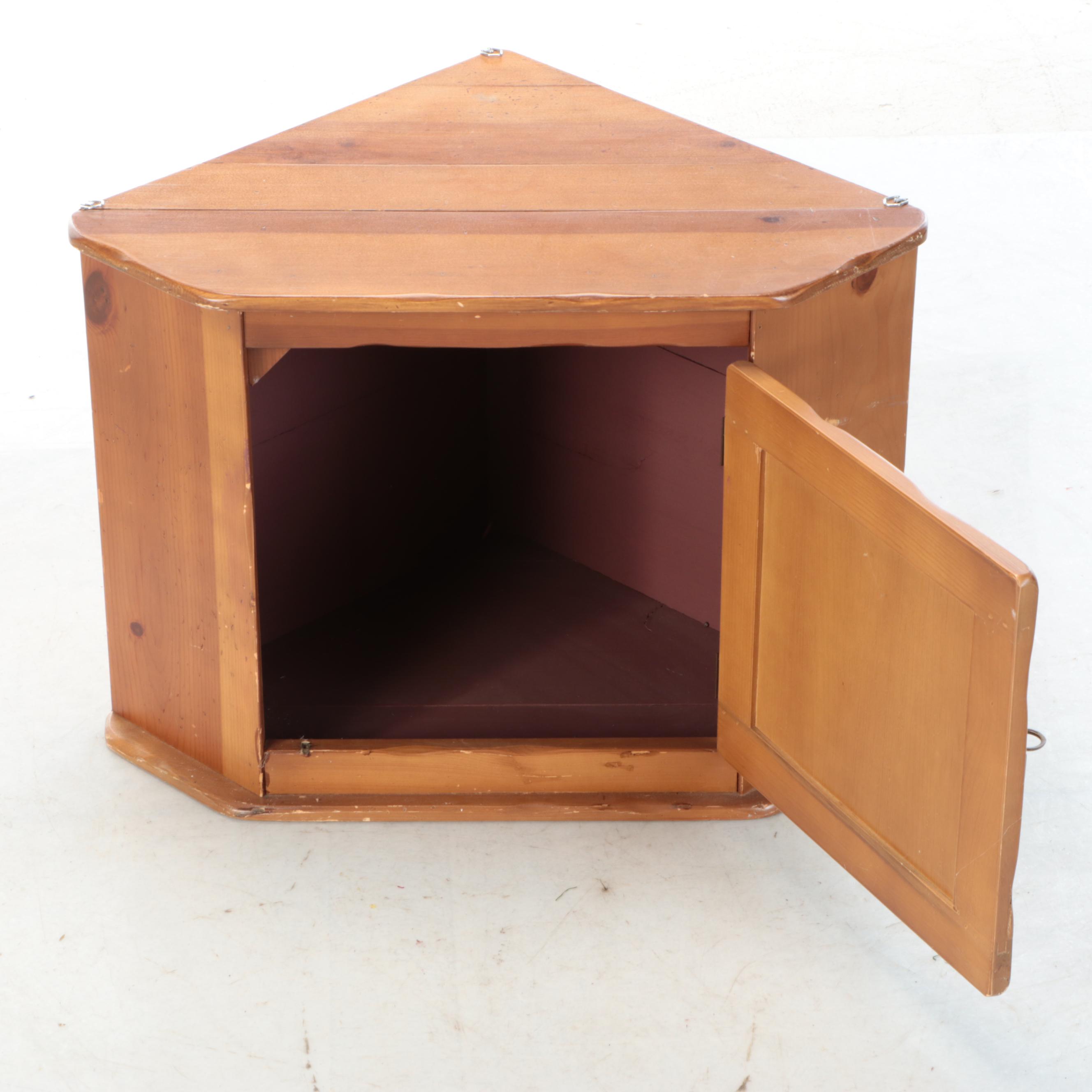 Pine Wall-Mount Corner Cabinet, 20th Century