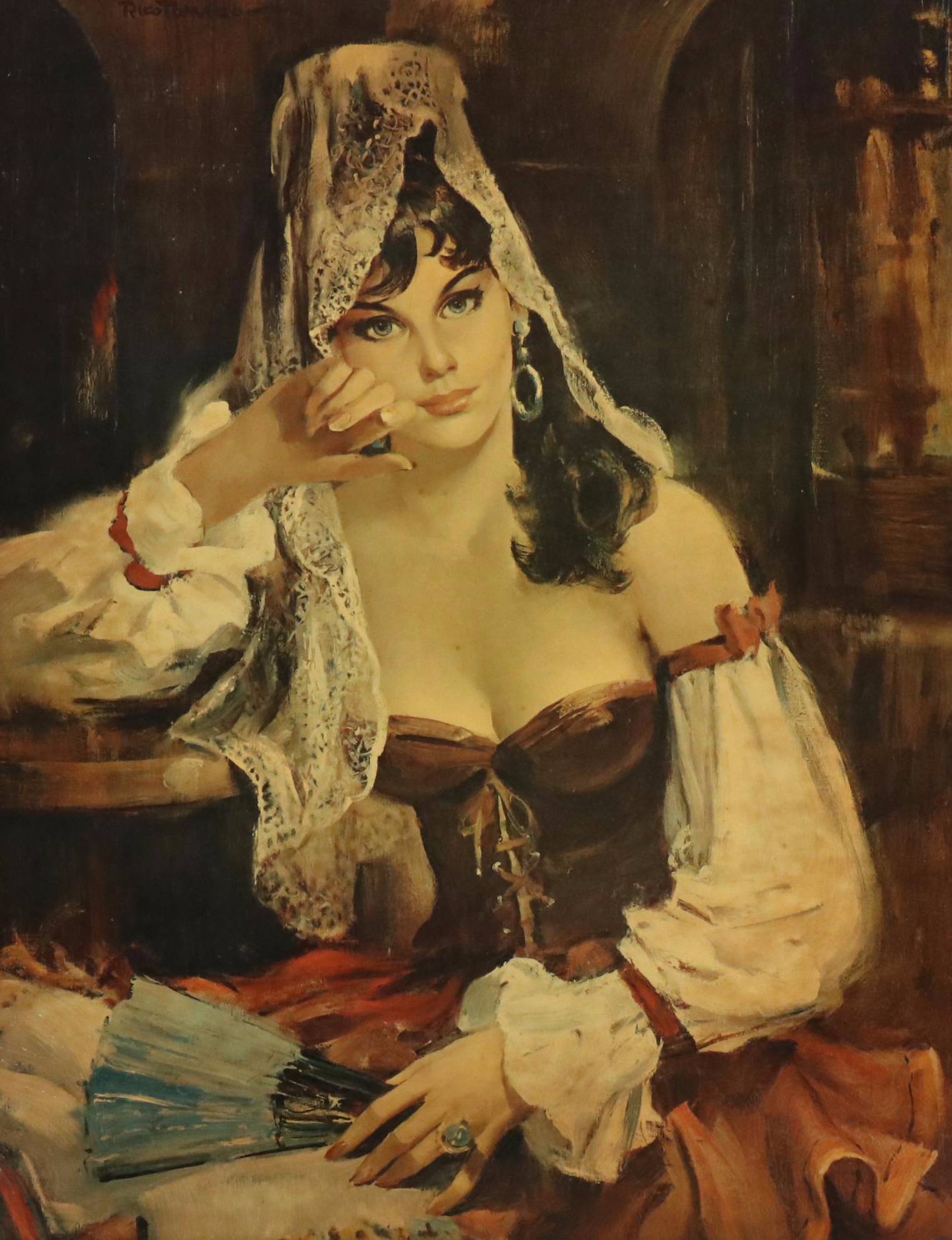 After Rico Tomaso Textured Offset Lithograph "Carmelita"