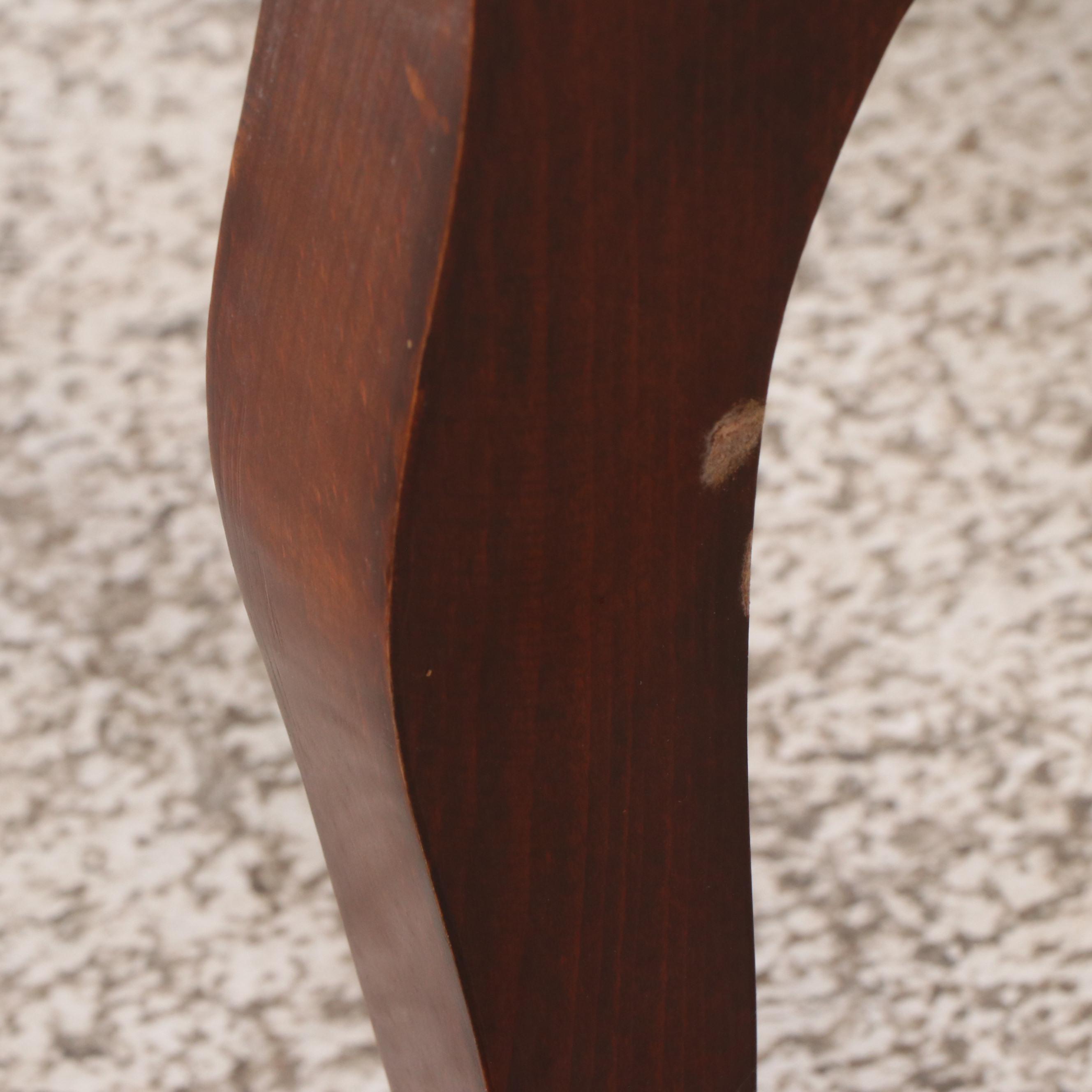 Empire Style Brass Mount Button-Tufted Faux Leather and Wood Armchair