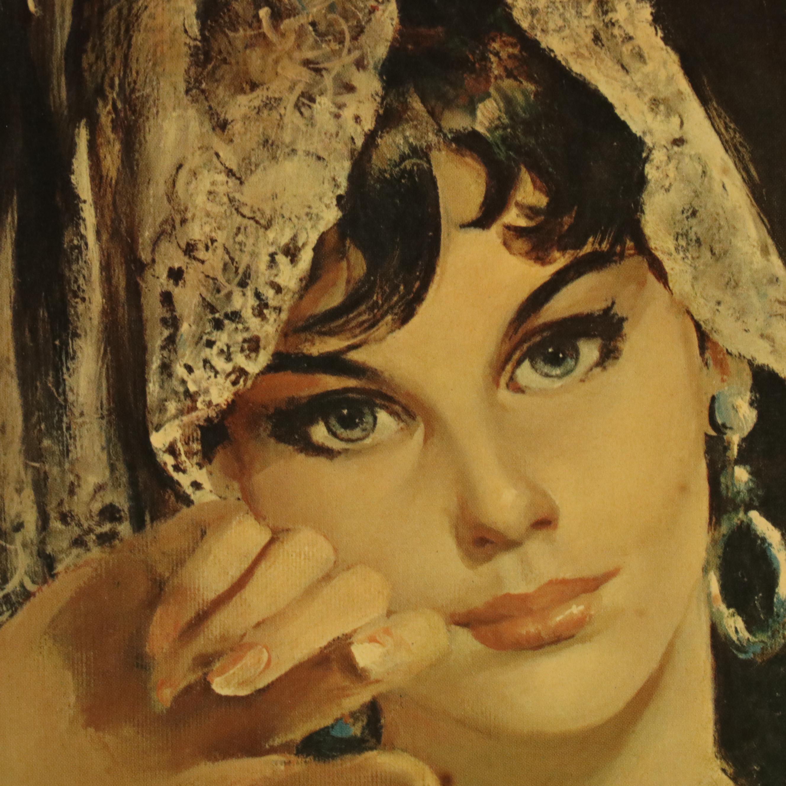 After Rico Tomaso Textured Offset Lithograph "Carmelita"