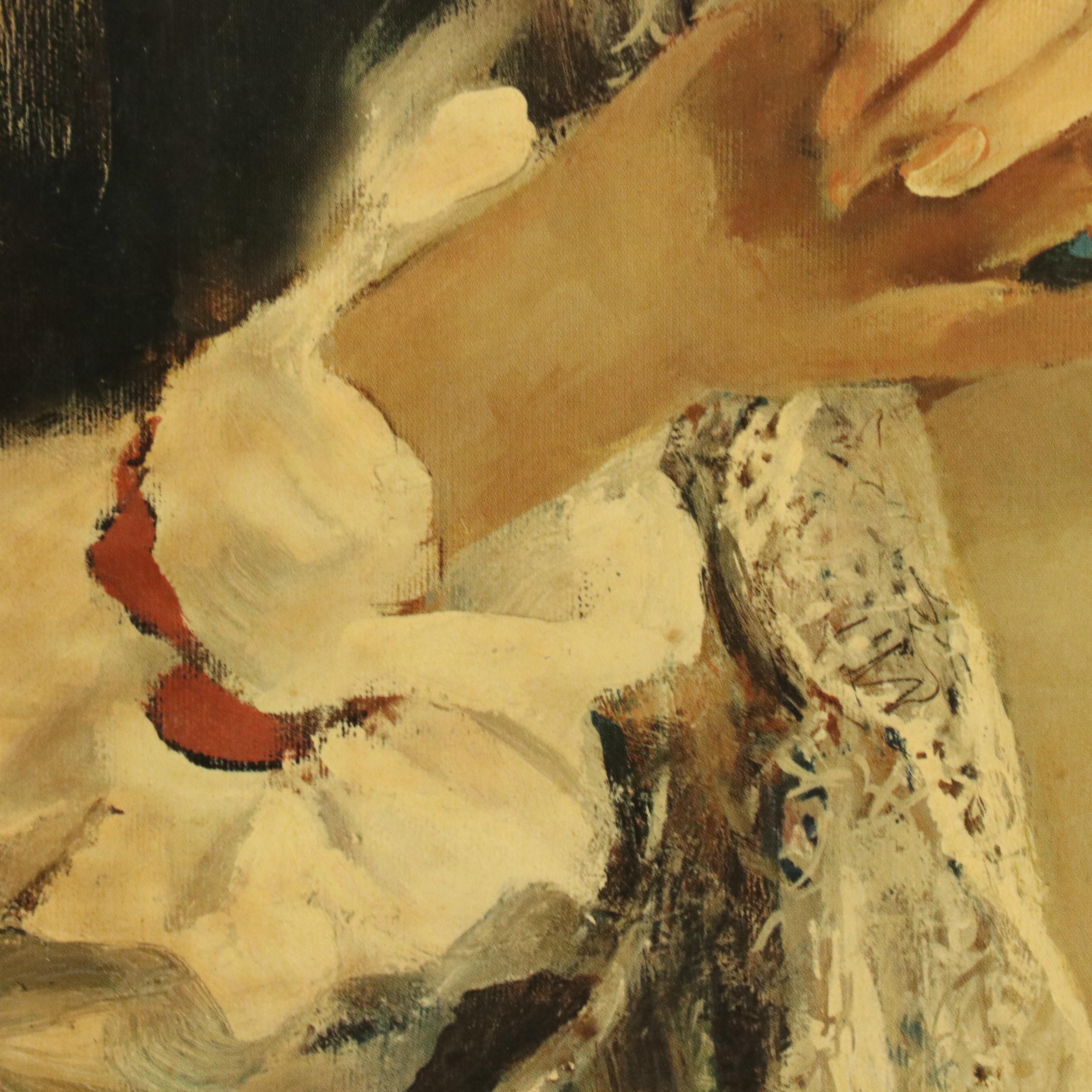 After Rico Tomaso Textured Offset Lithograph "Carmelita"