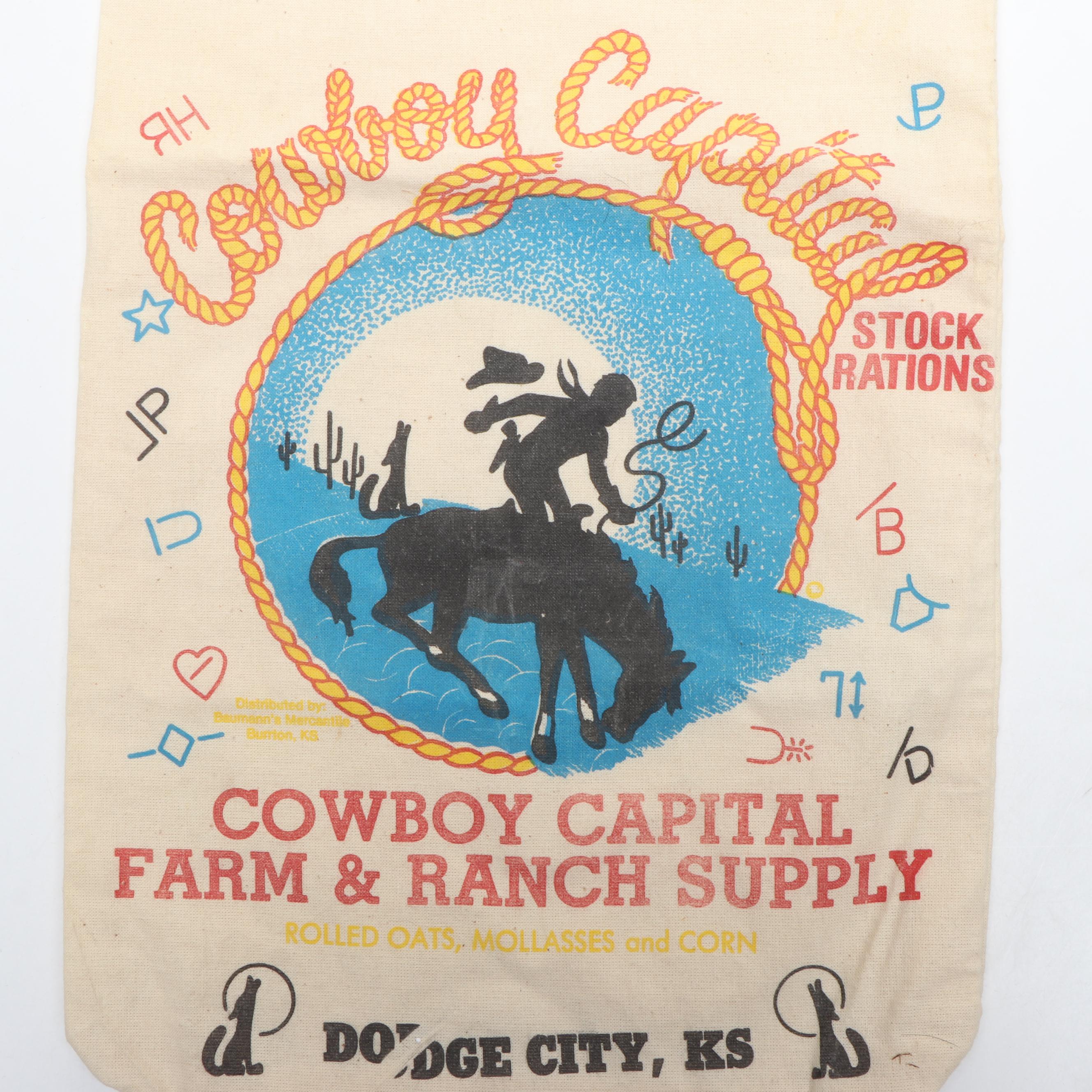 Nebraska, Arizona, and Other State Pennants with Cowboy Capital Feed Bag
