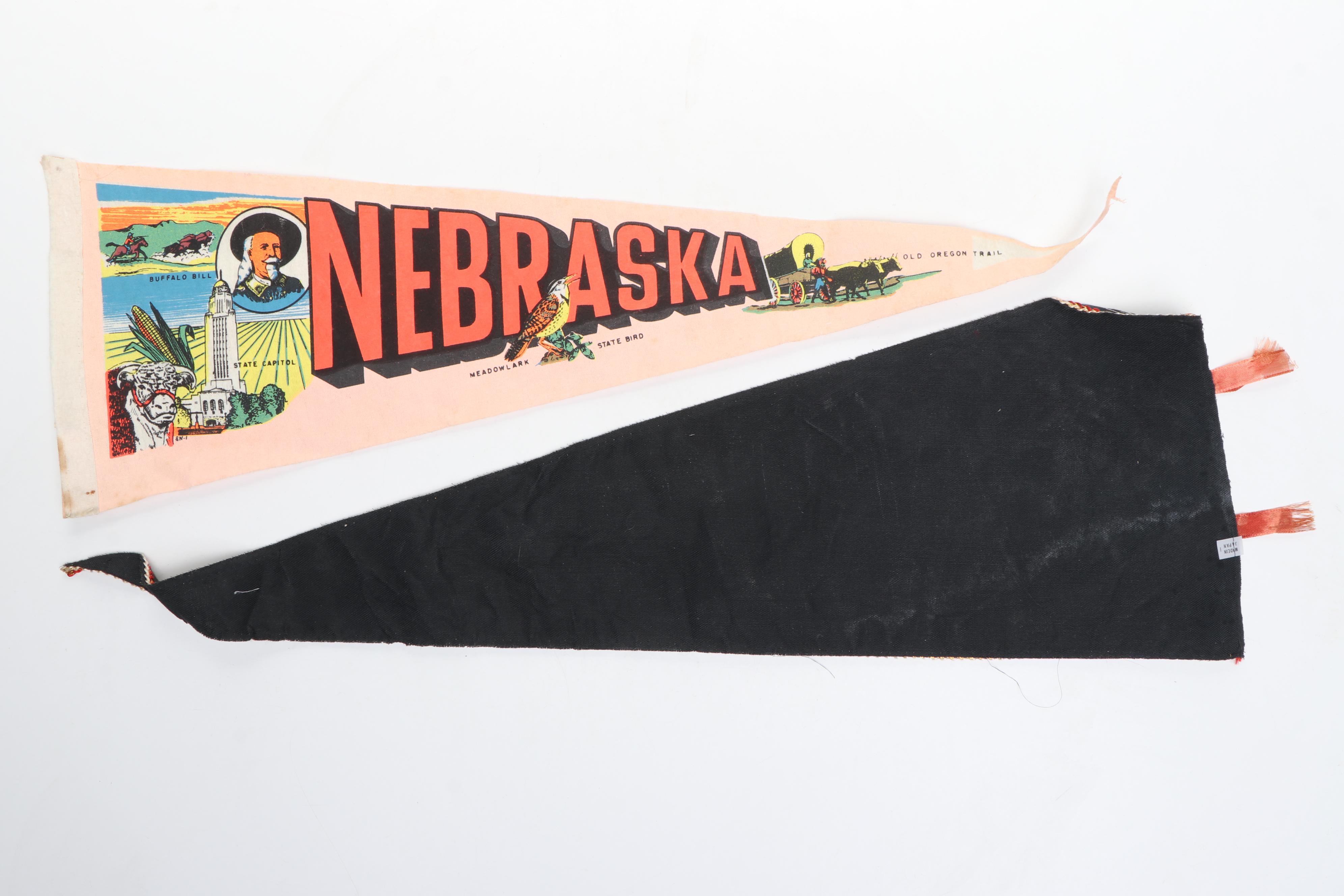 Nebraska, Arizona, and Other State Pennants with Cowboy Capital Feed Bag
