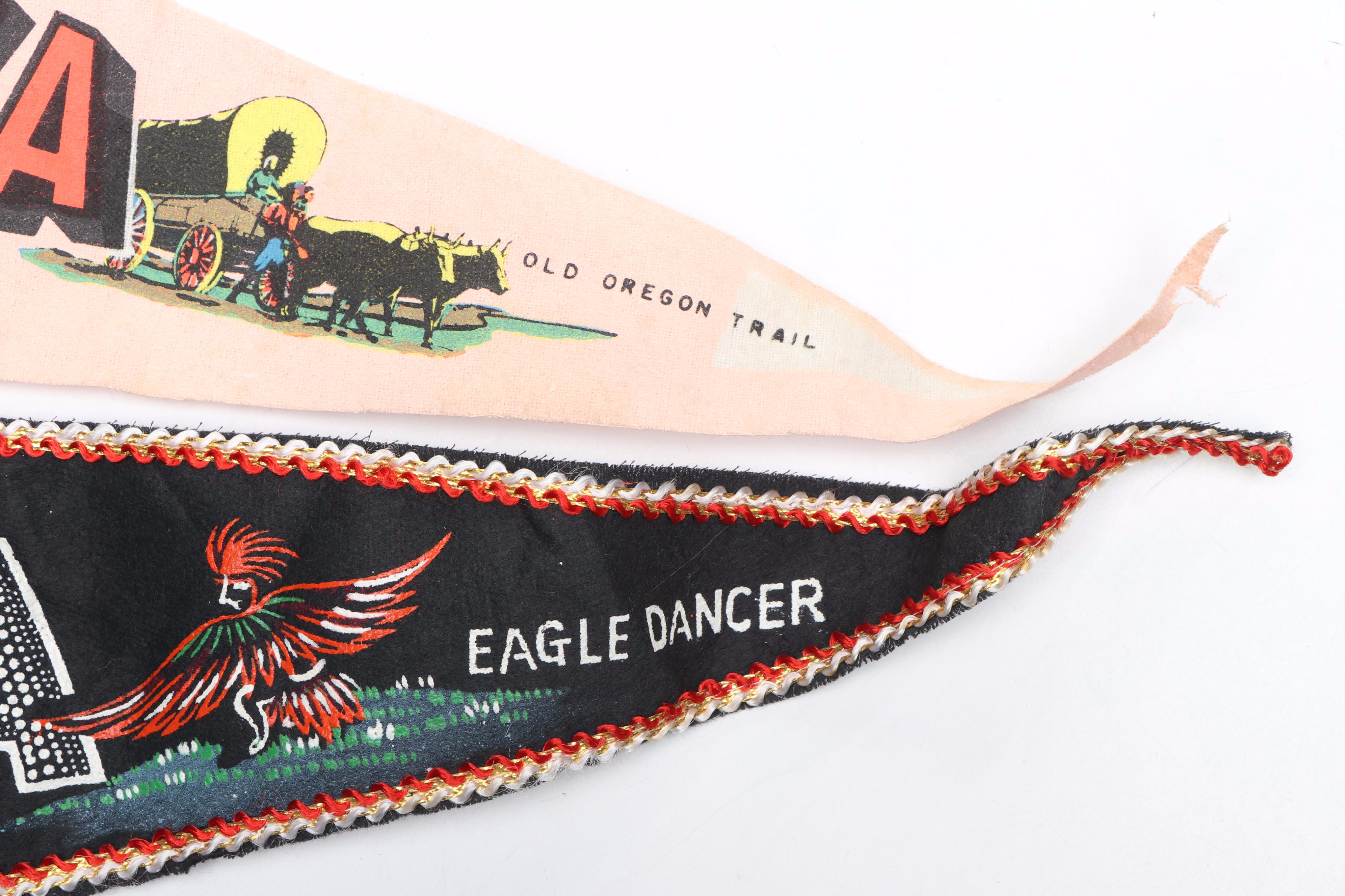 Nebraska, Arizona, and Other State Pennants with Cowboy Capital Feed Bag