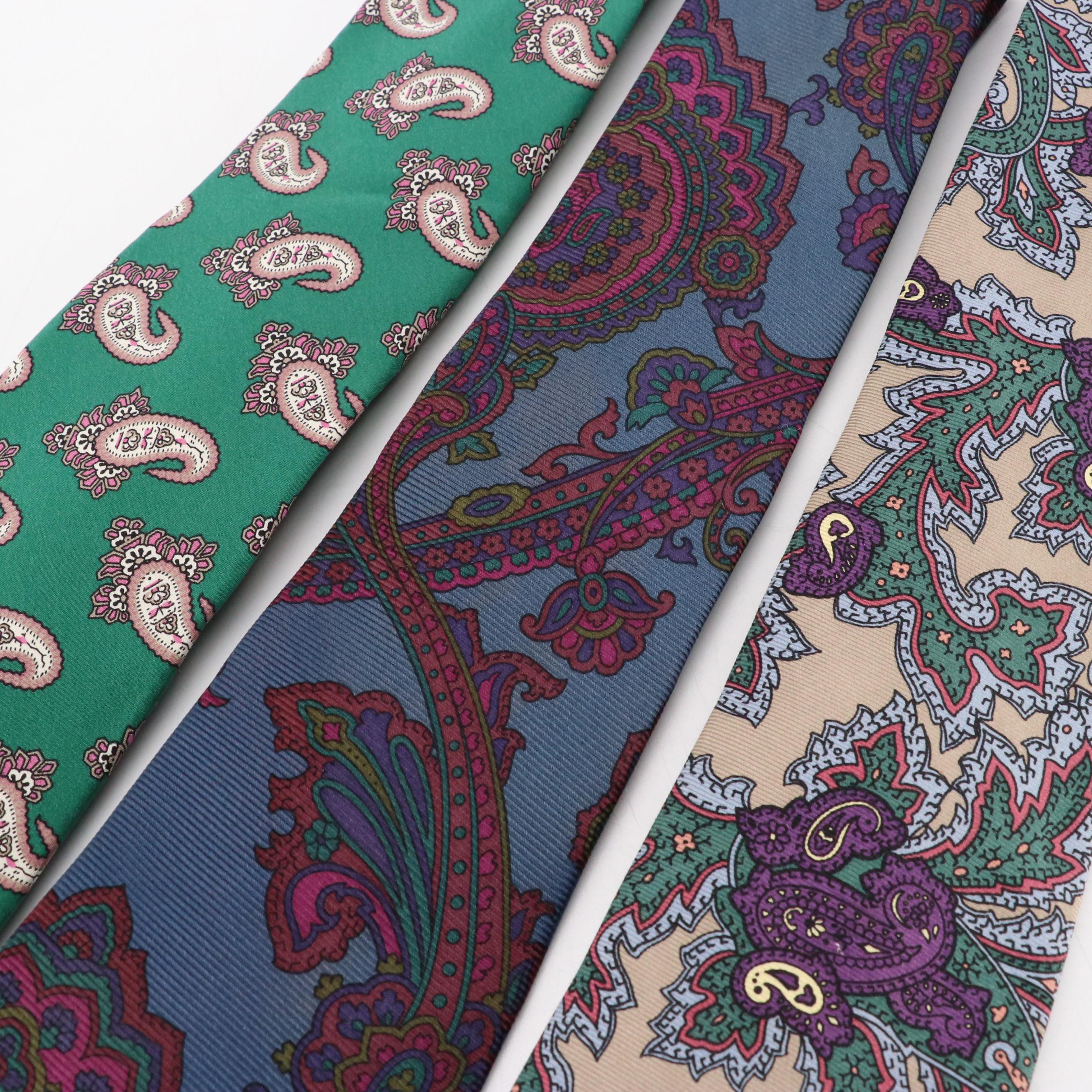 Vintage Burberrys and Giorgio Armani Silk Multicolor Printed Neckties