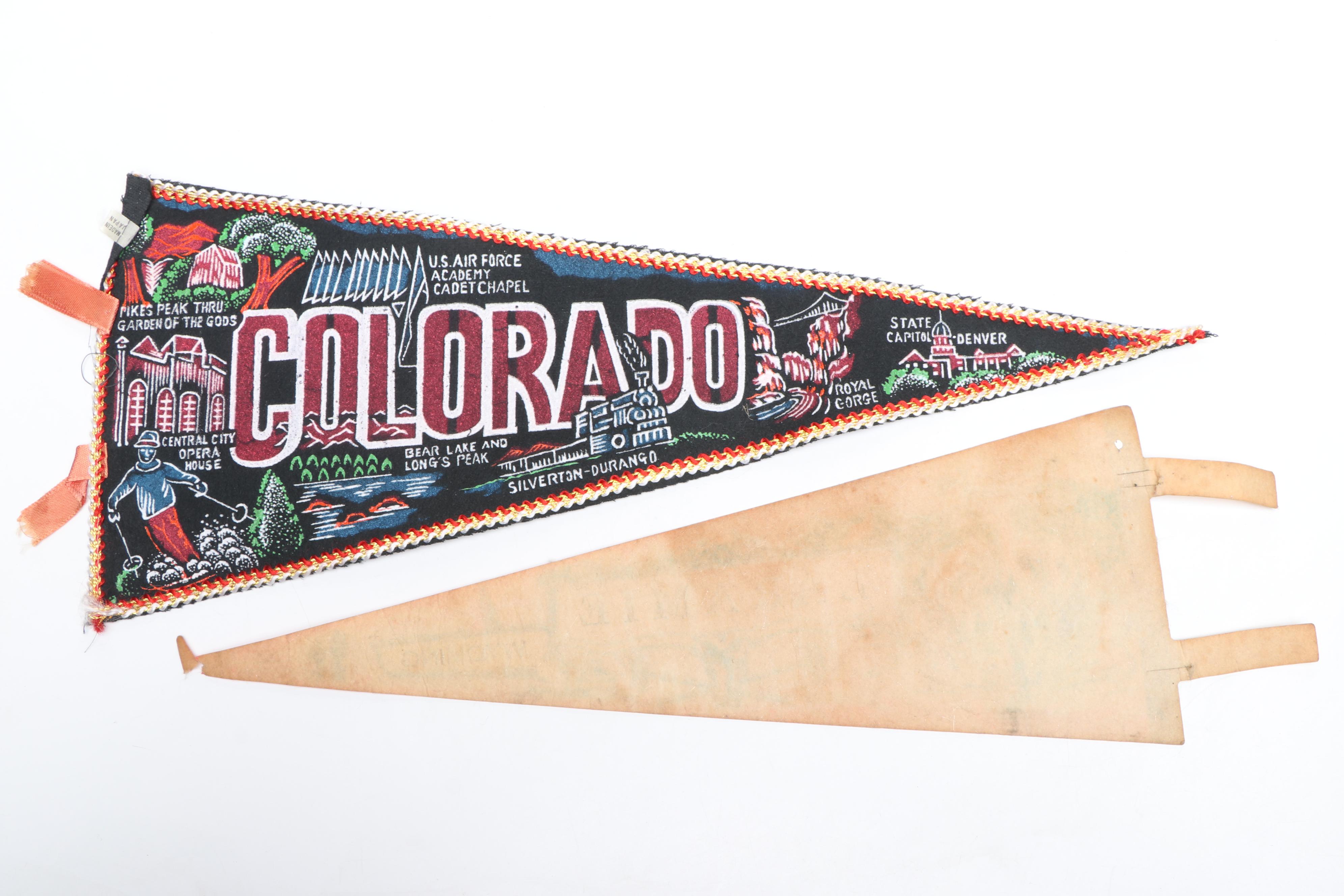 Nebraska, Arizona, and Other State Pennants with Cowboy Capital Feed Bag