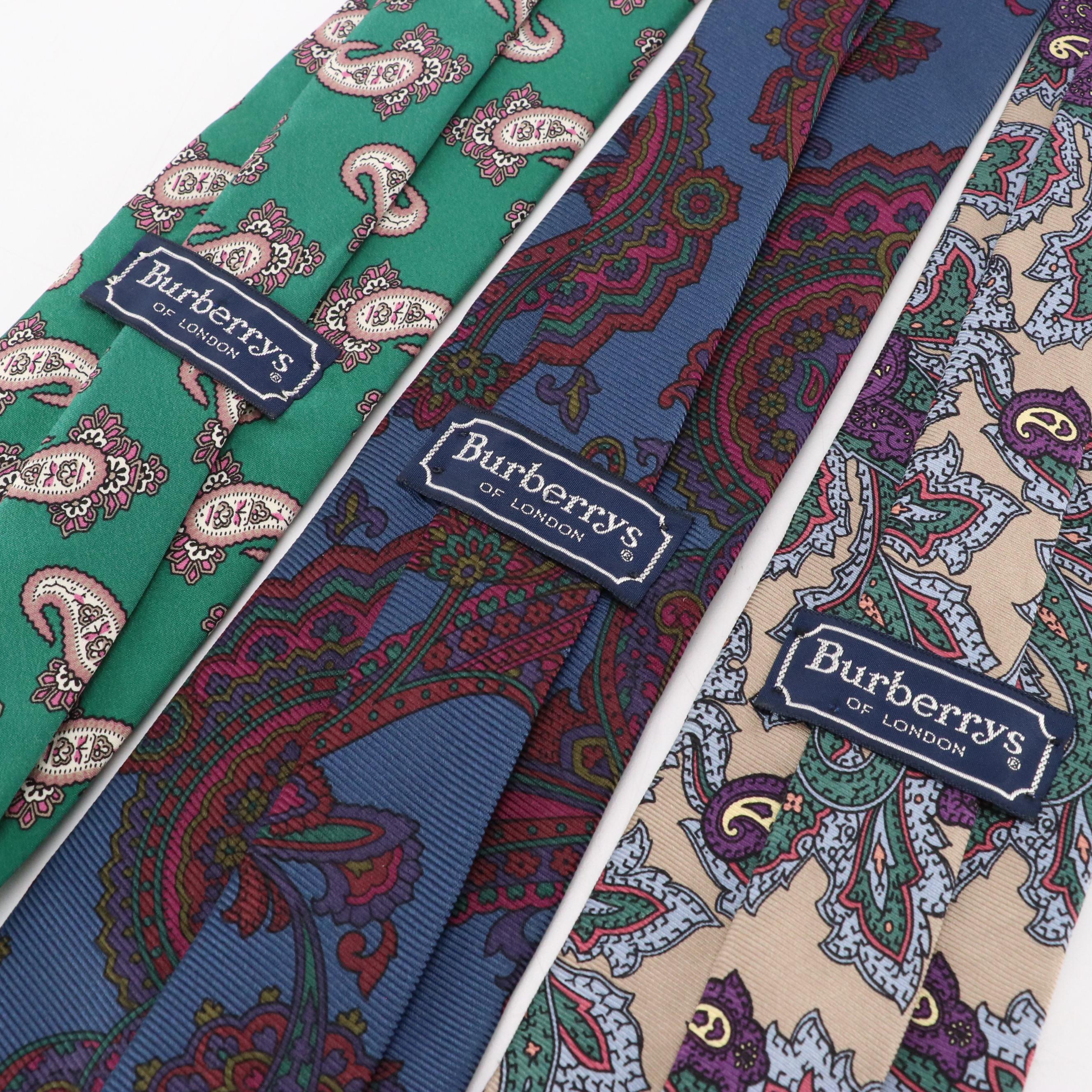 Vintage Burberrys and Giorgio Armani Silk Multicolor Printed Neckties
