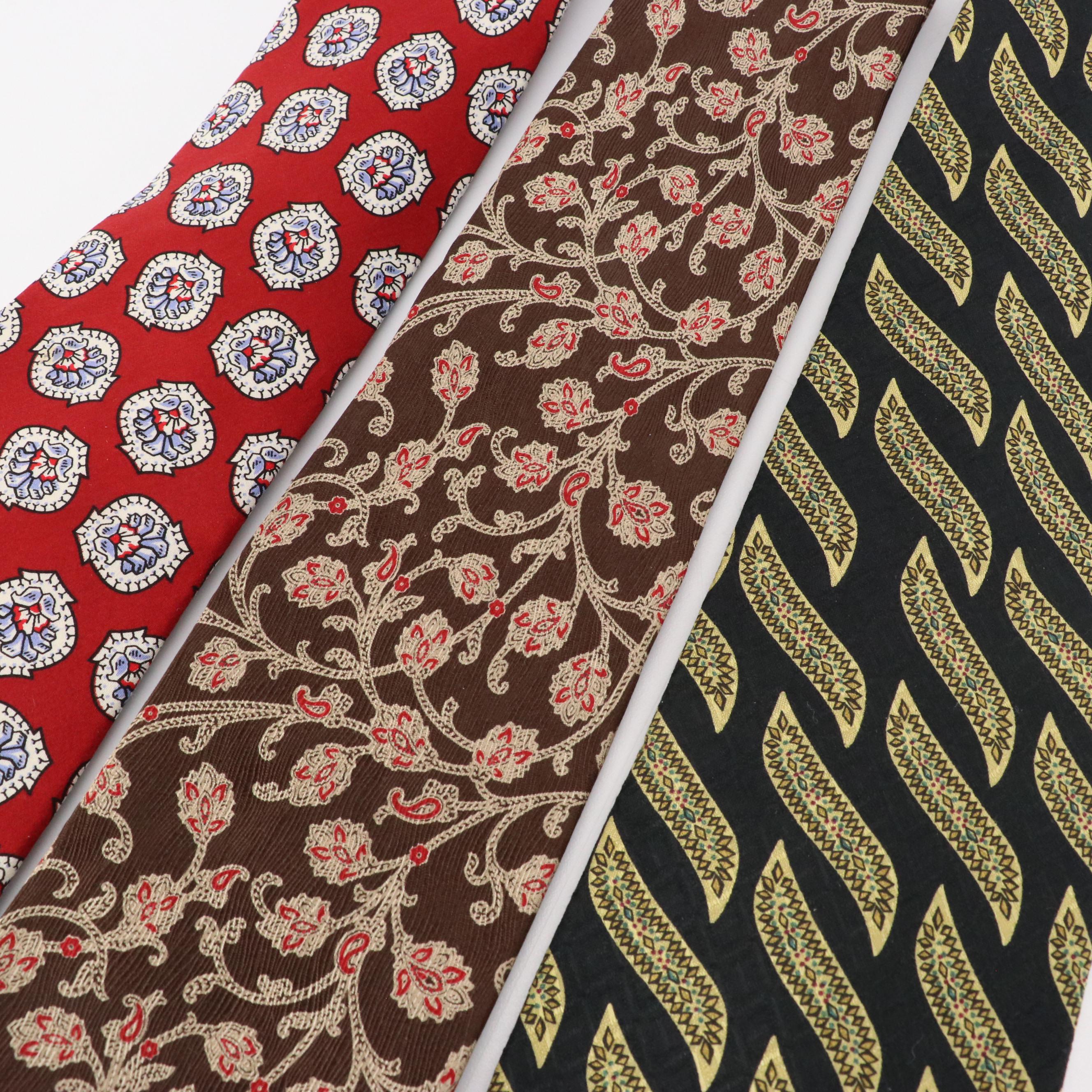 Vintage Burberrys and Giorgio Armani Silk Multicolor Printed Neckties