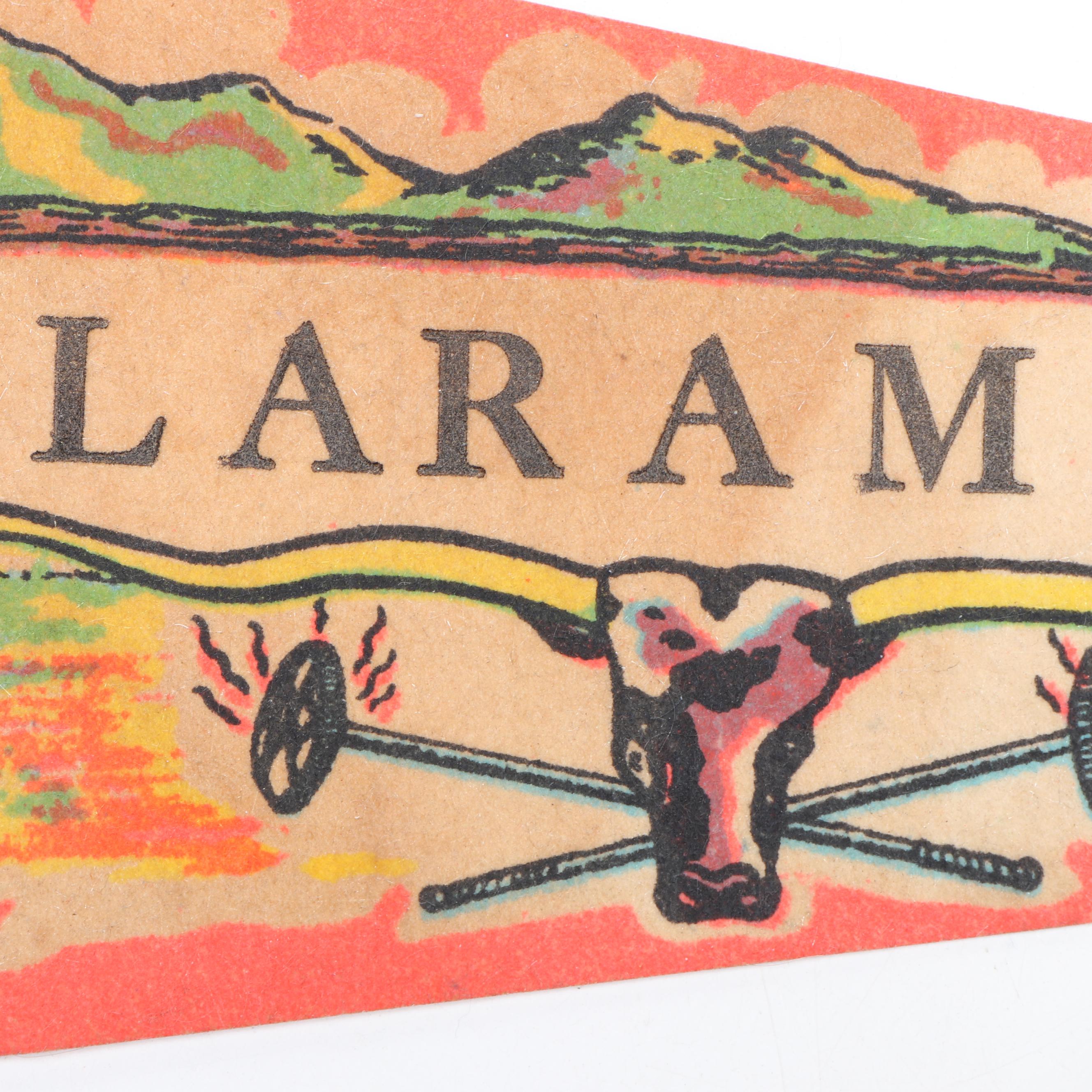 Nebraska, Arizona, and Other State Pennants with Cowboy Capital Feed Bag