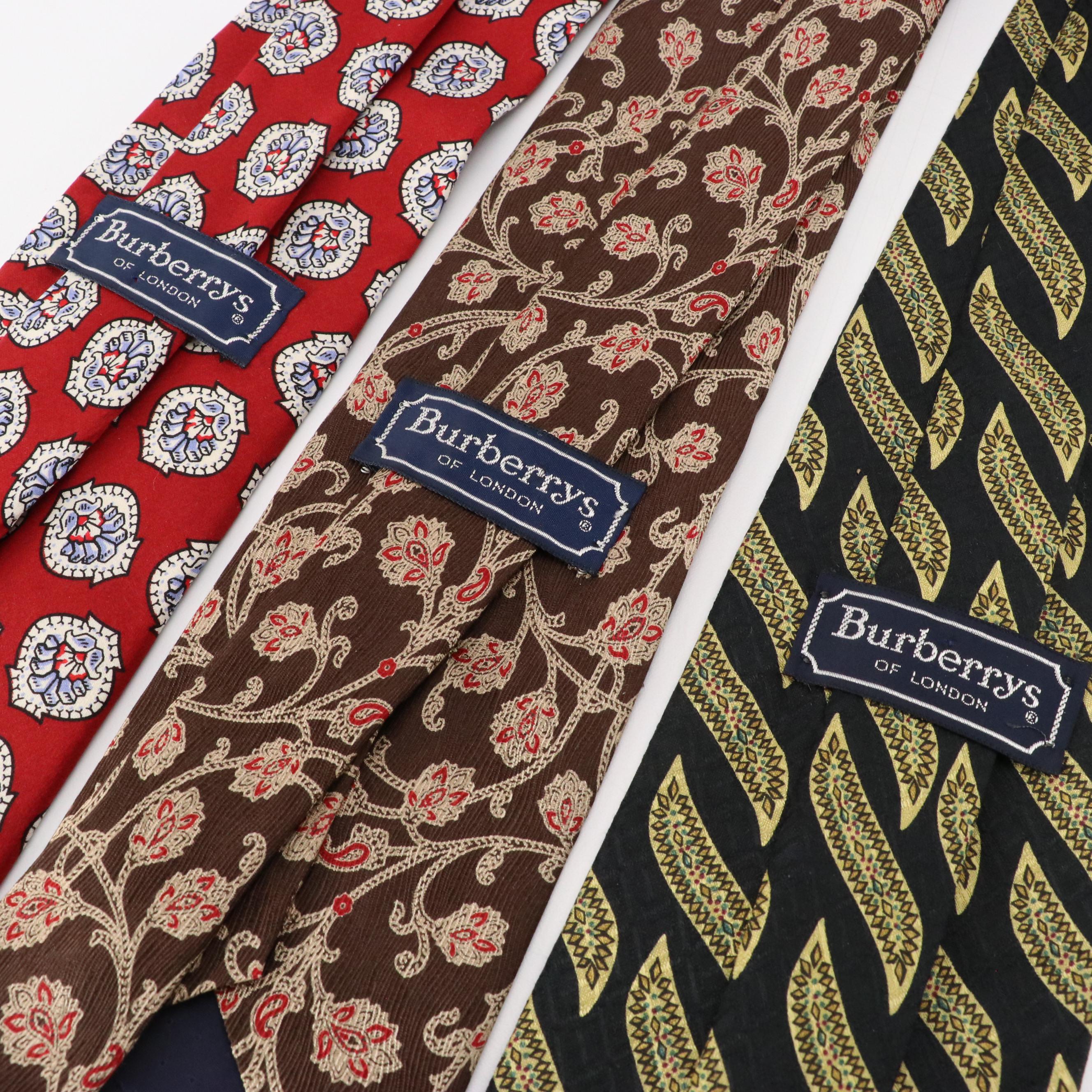 Vintage Burberrys and Giorgio Armani Silk Multicolor Printed Neckties