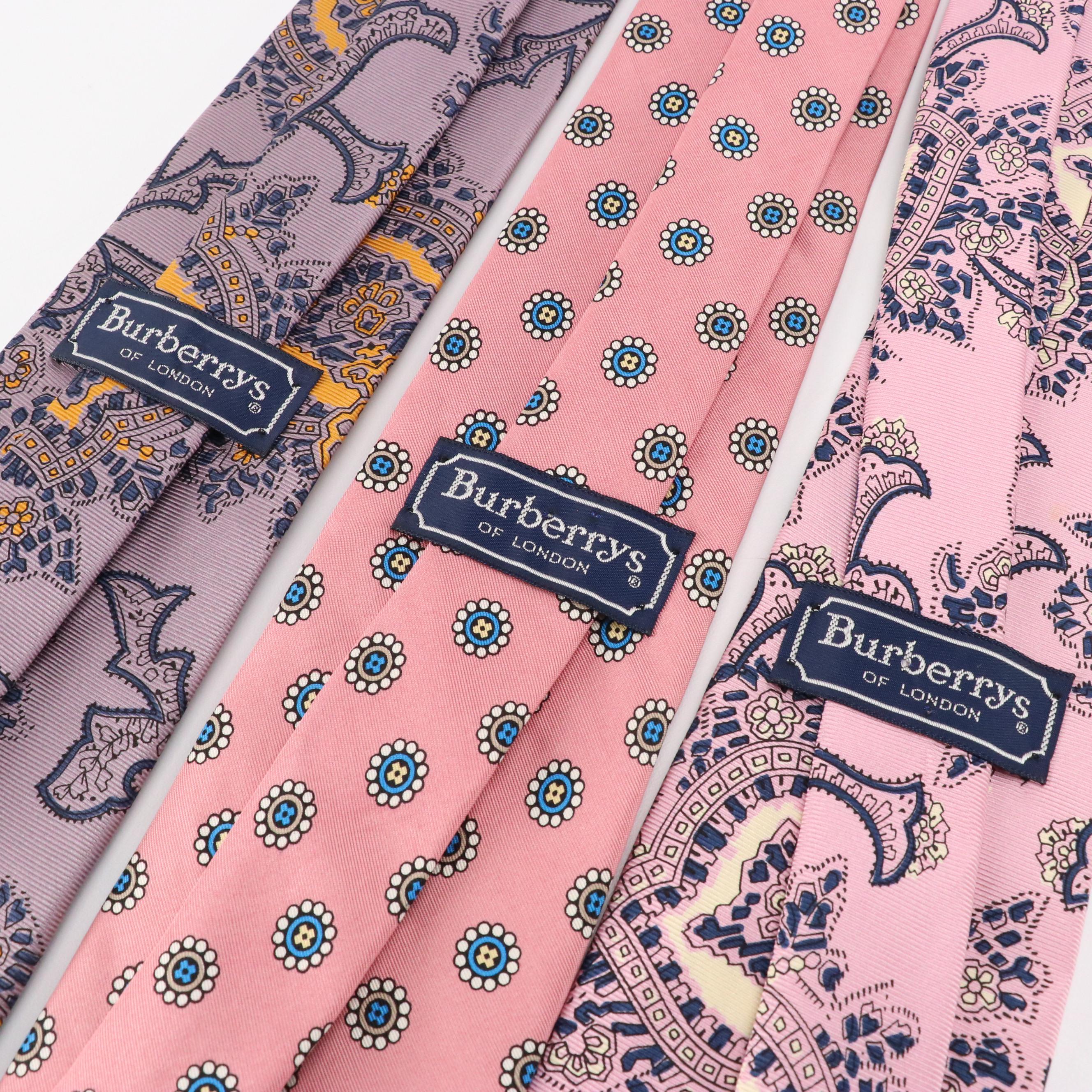 Vintage Burberrys and Giorgio Armani Silk Multicolor Printed Neckties