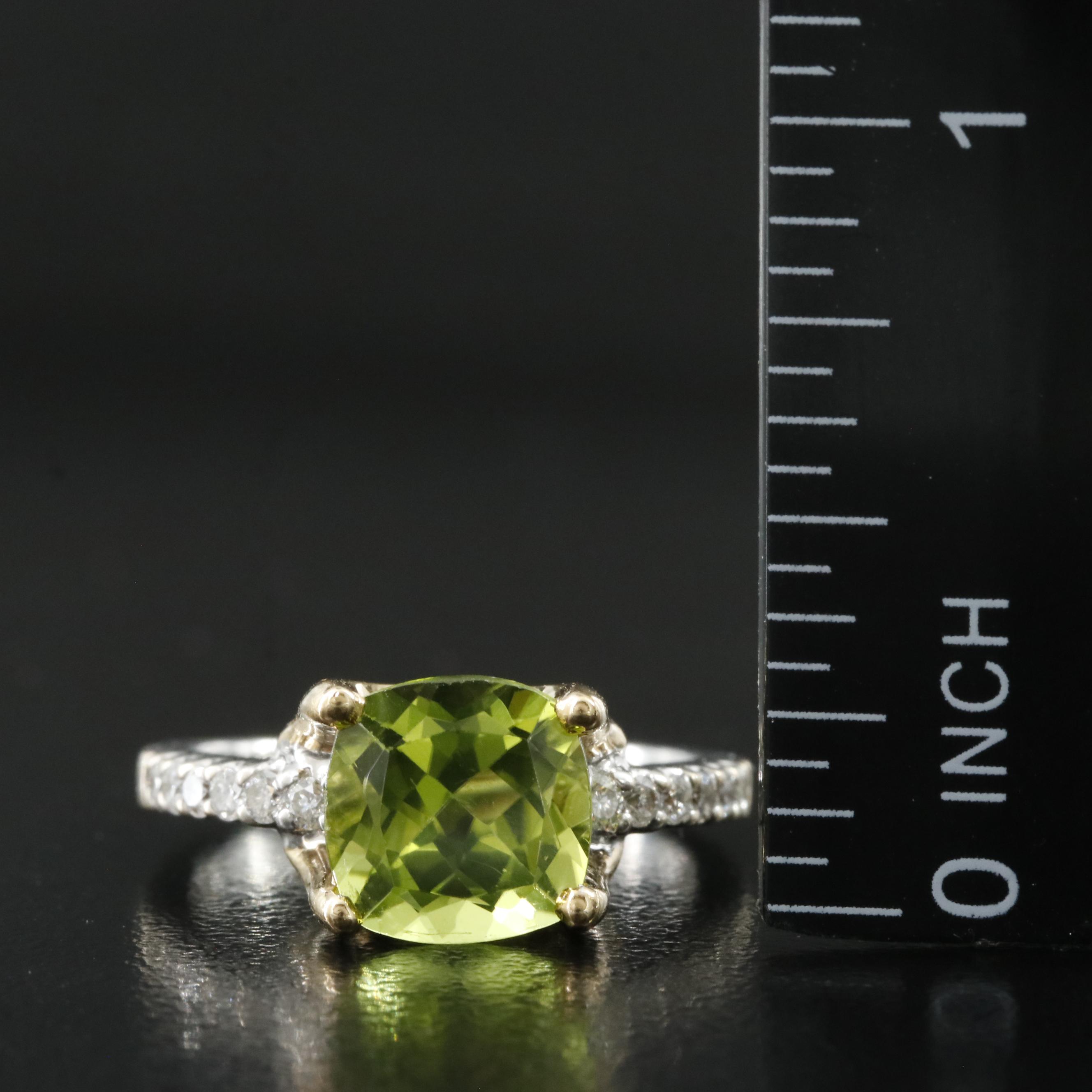 18K Peridot and Diamond Ring