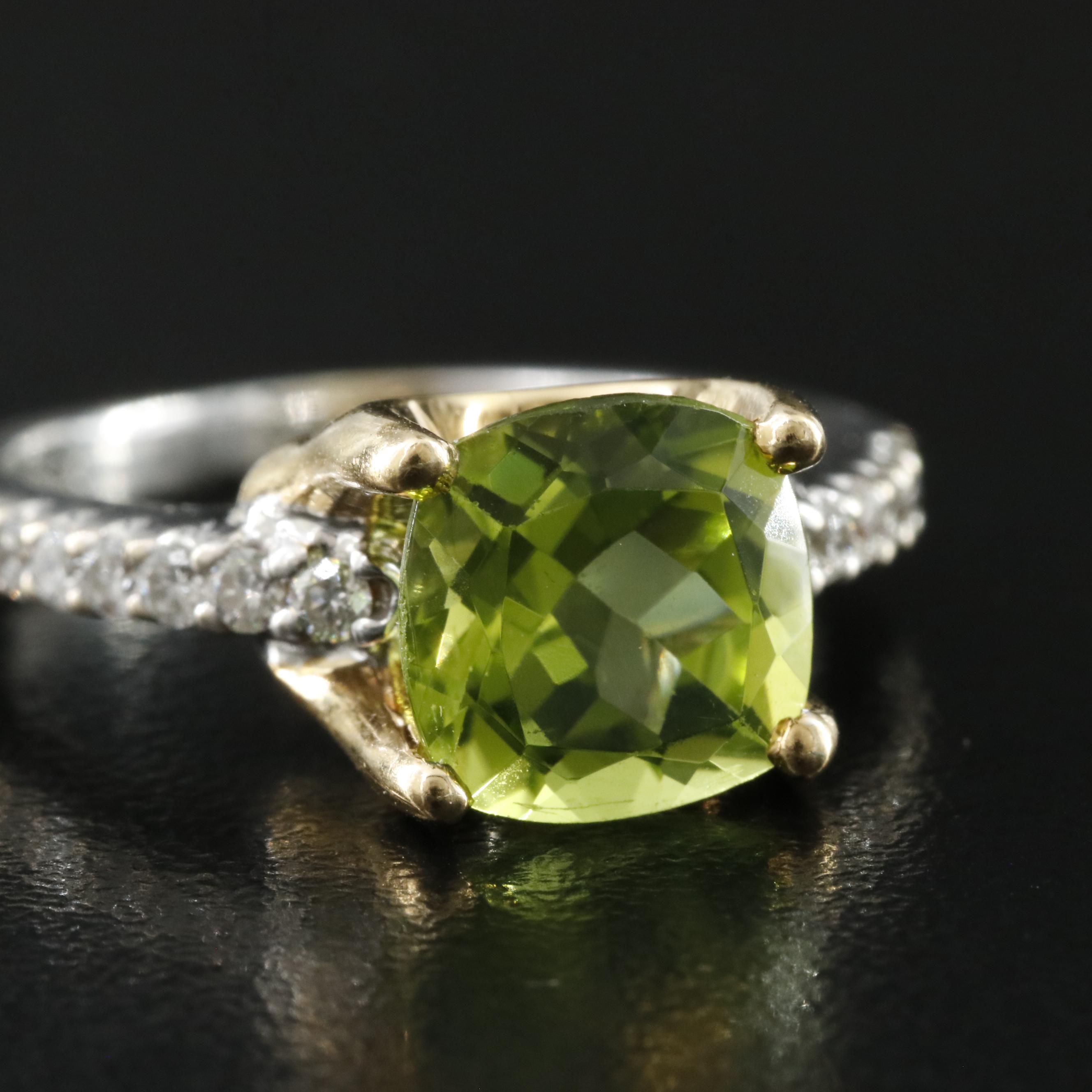 18K Peridot and Diamond Ring