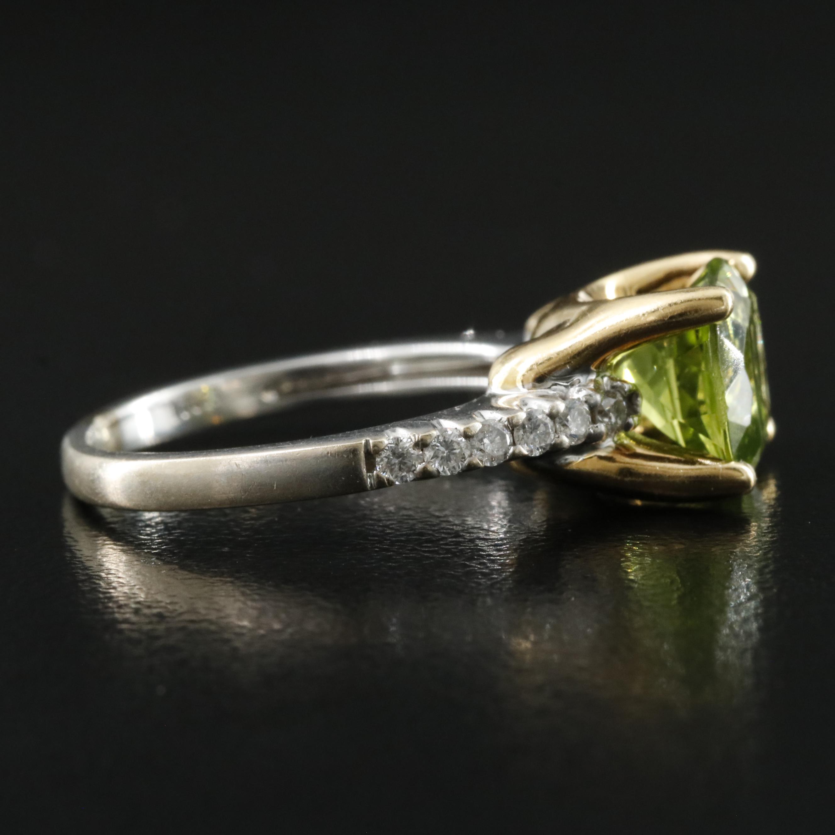 18K Peridot and Diamond Ring