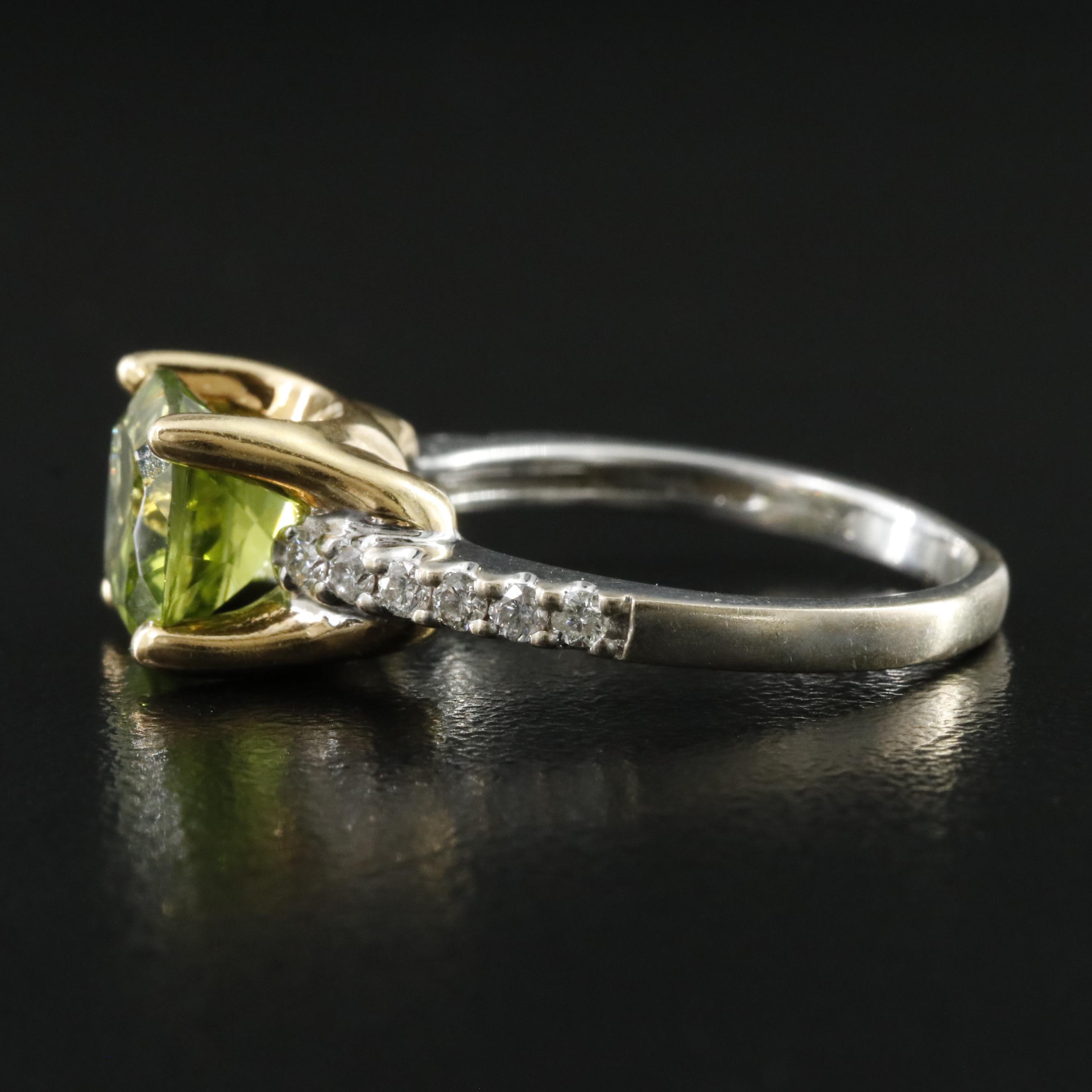 18K Peridot and Diamond Ring