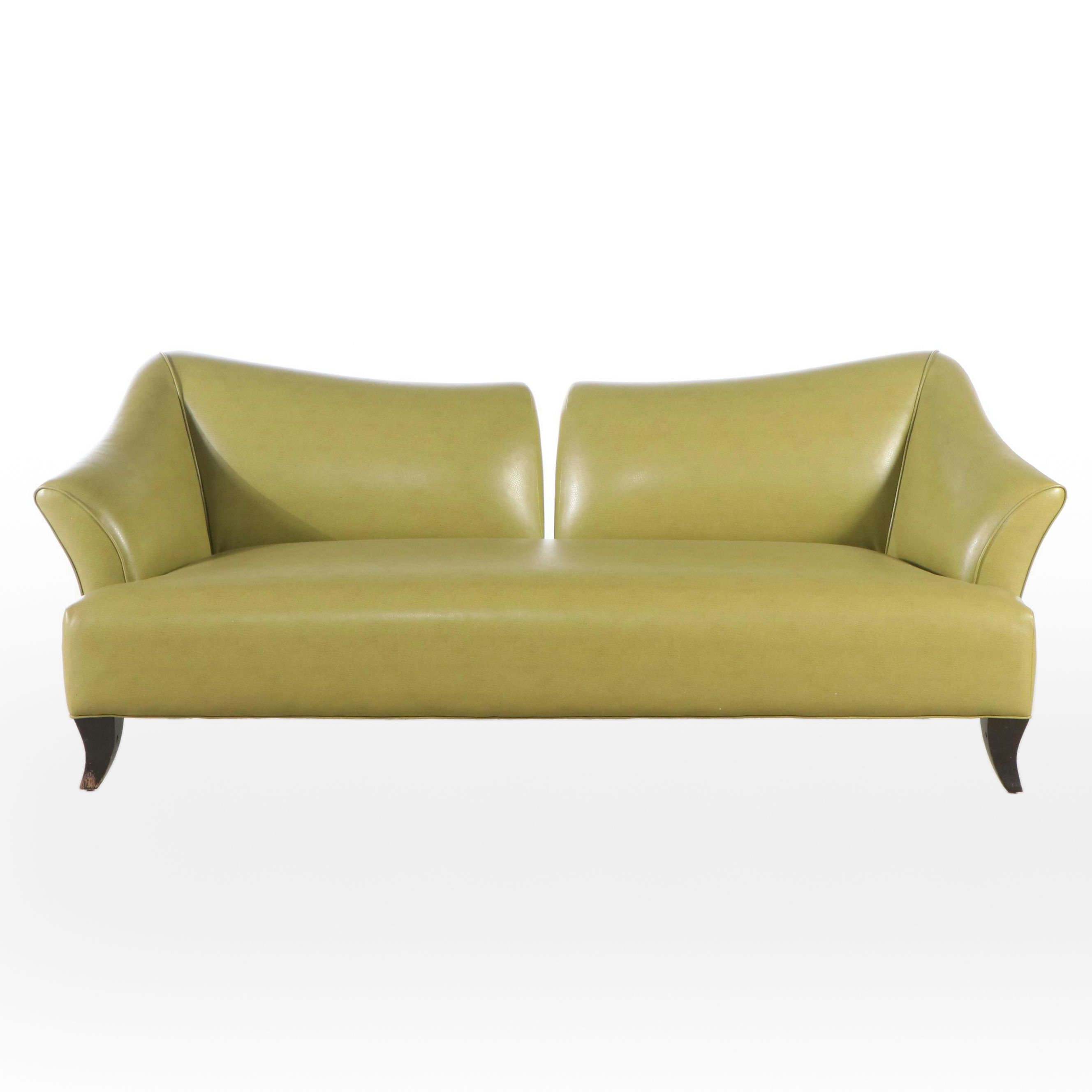 Lazar Industries Modern Green Faux Leather Sofa