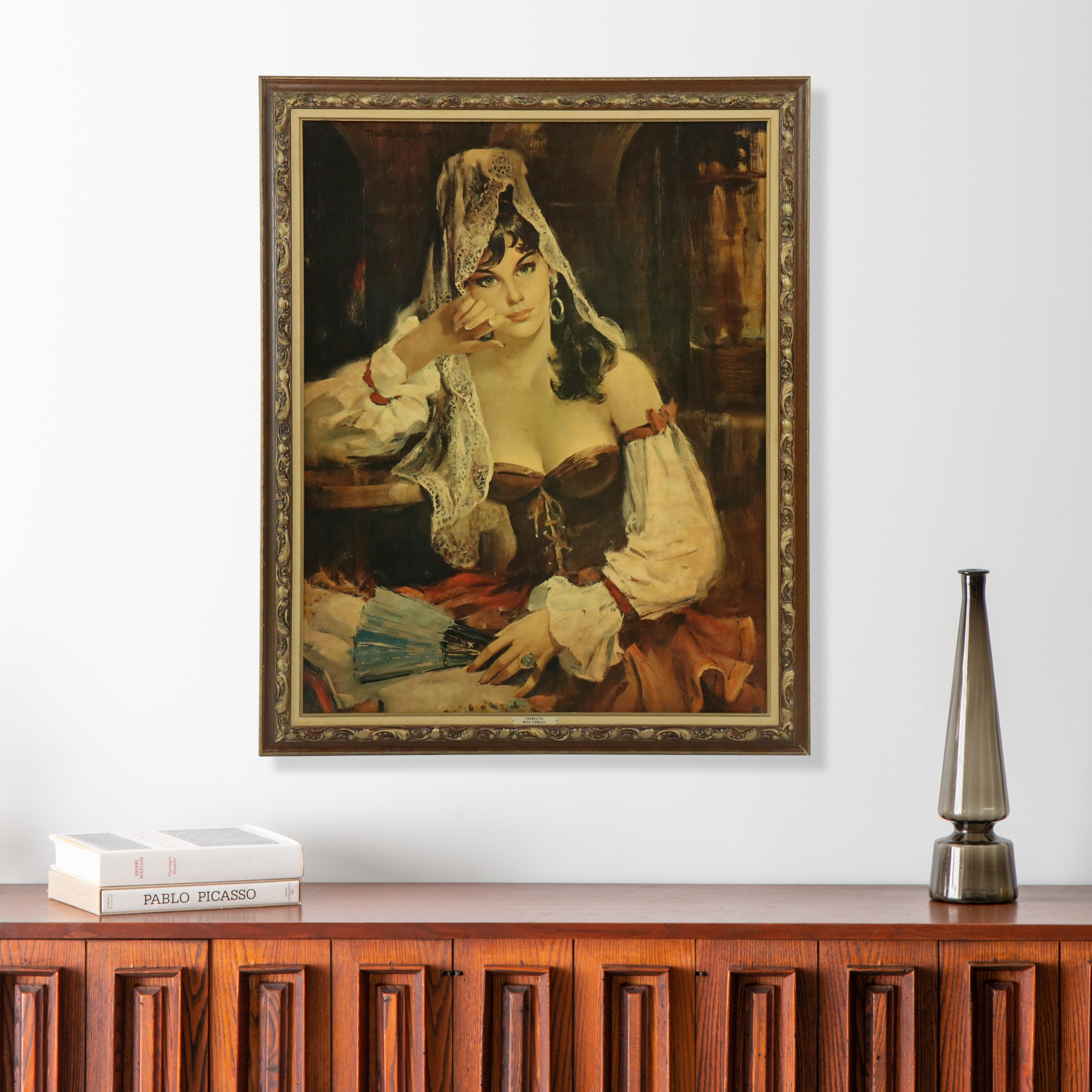 After Rico Tomaso Textured Offset Lithograph "Carmelita"