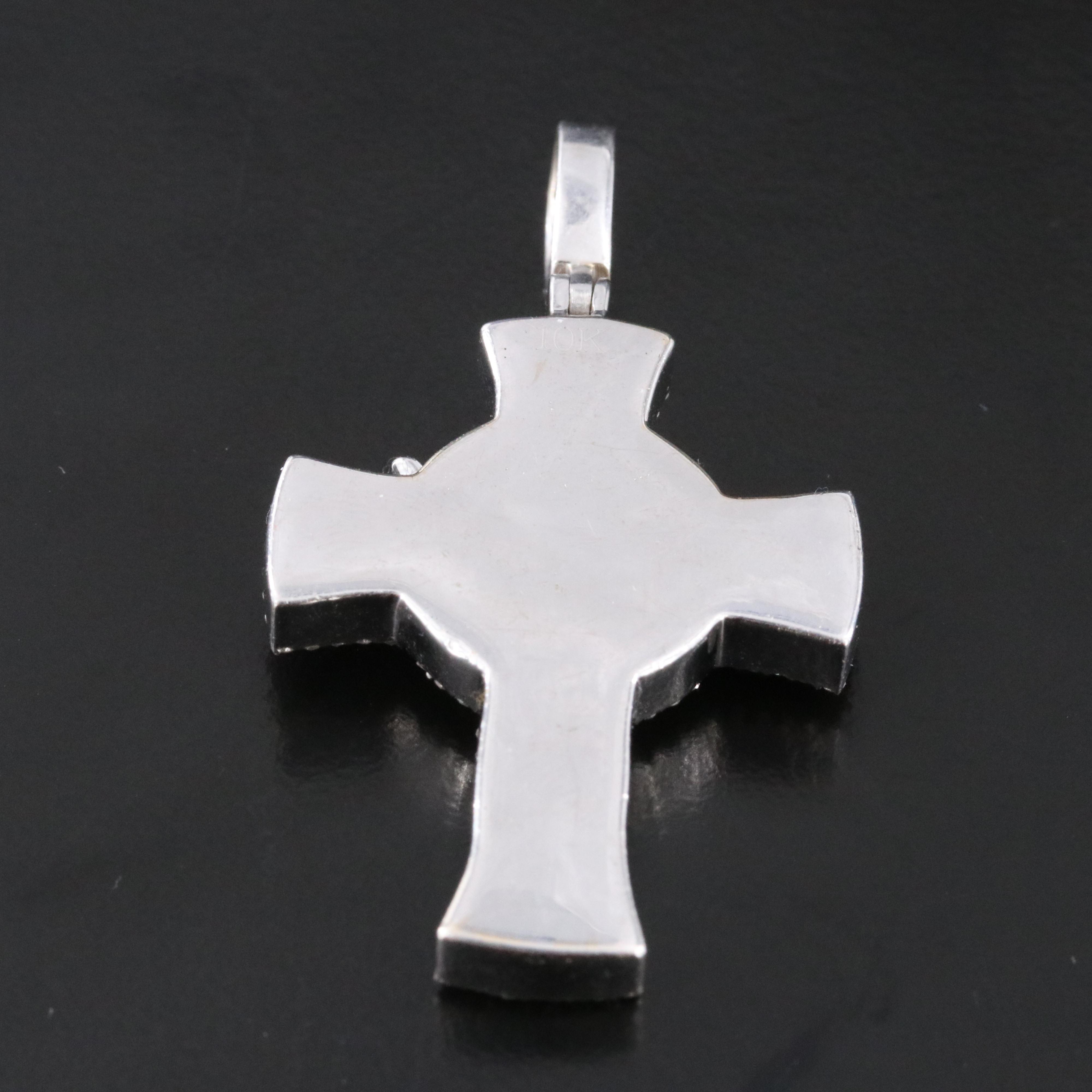 10K 1.17 CTW Diamond and Enamel Figural Cross Pendant