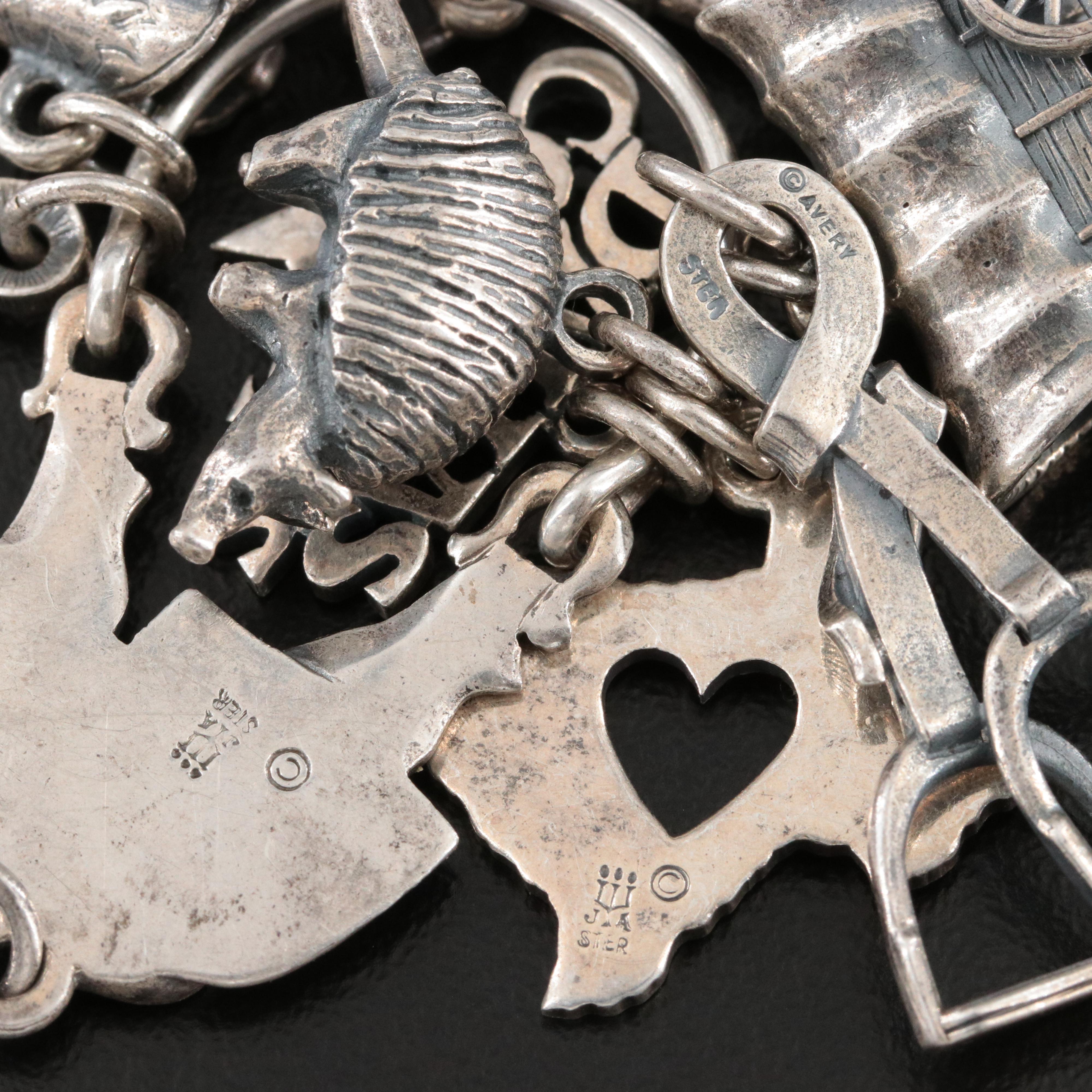 James Avery Sterling Texas Cowboy Charms and Charm Holder