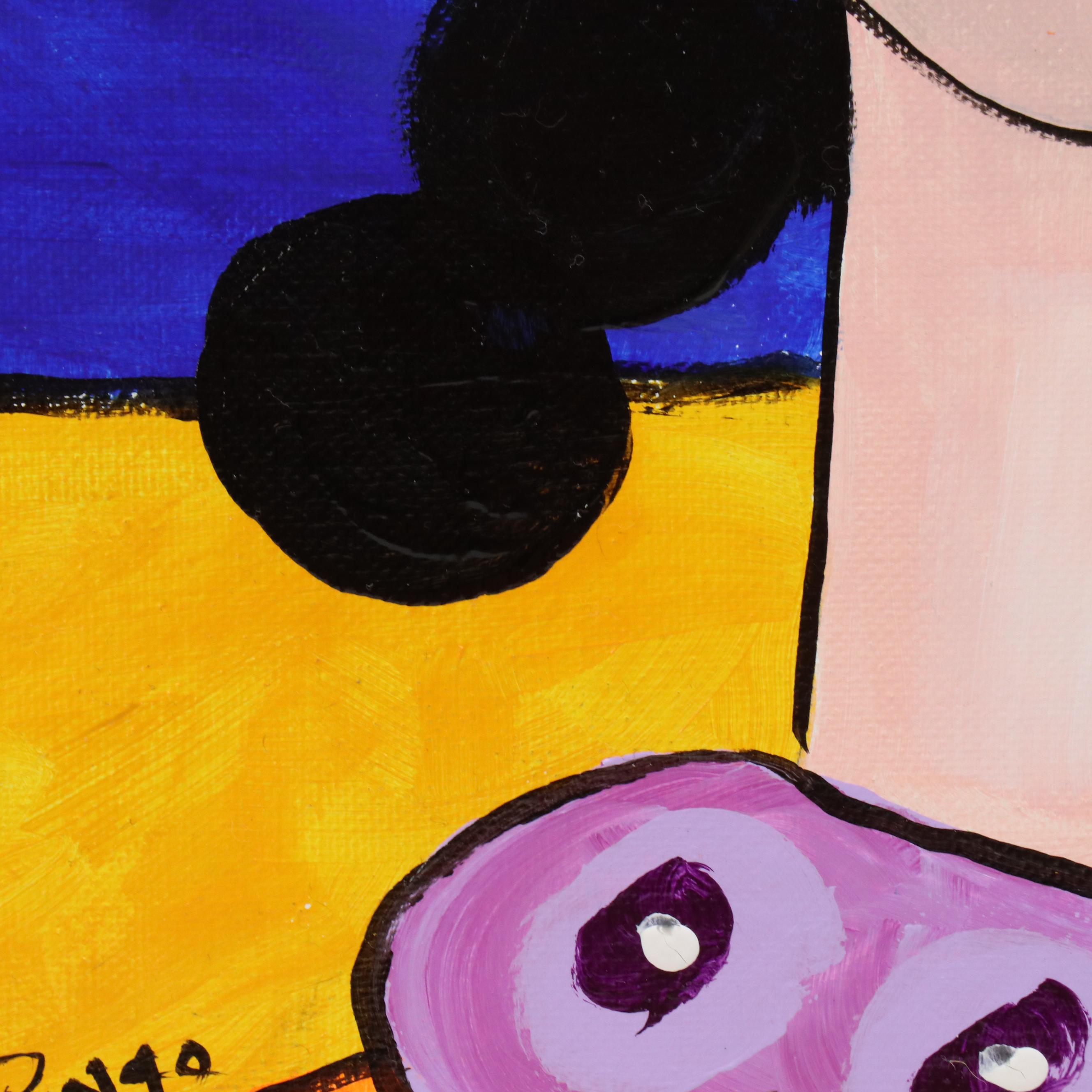 Milagros Pongo Stylized Mixed Media Portrait of Frida Kahlo "Matilde"