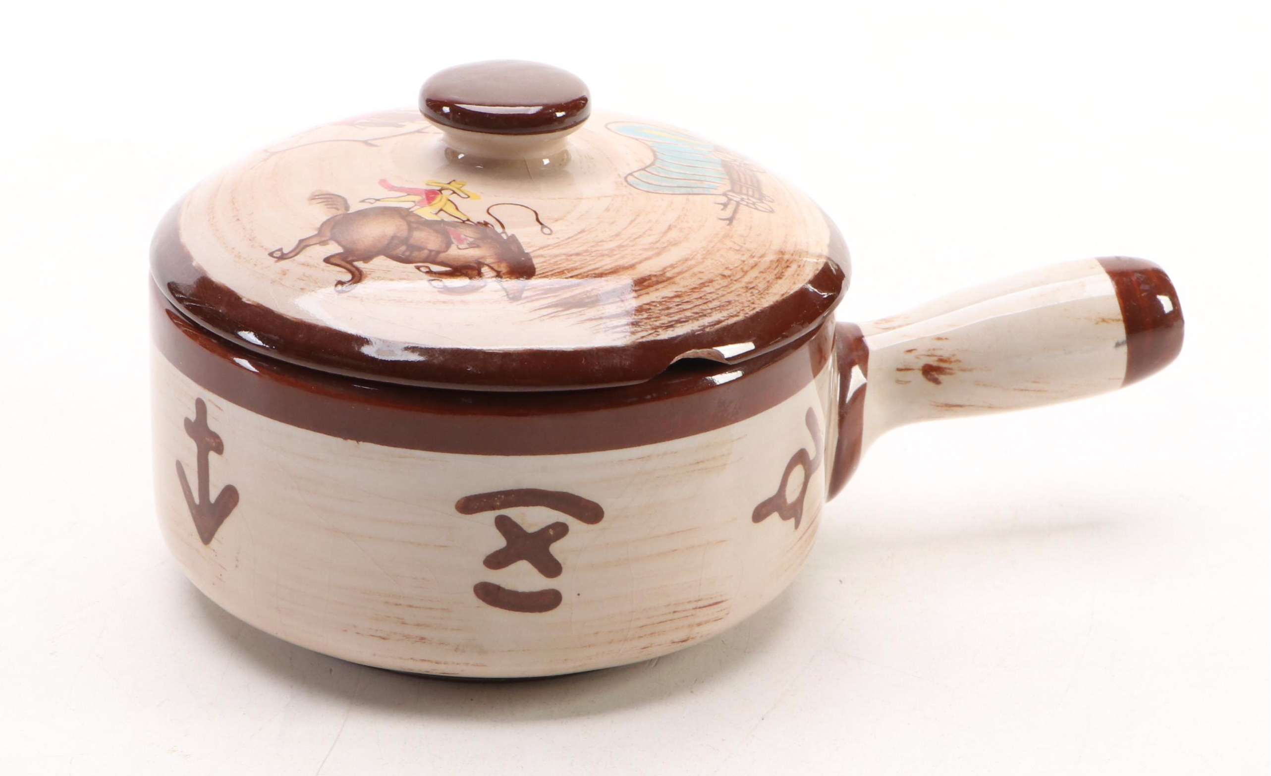 Vintage Western Ceramic Grill Plates and Table Accessories, Mid to Late 20th C.