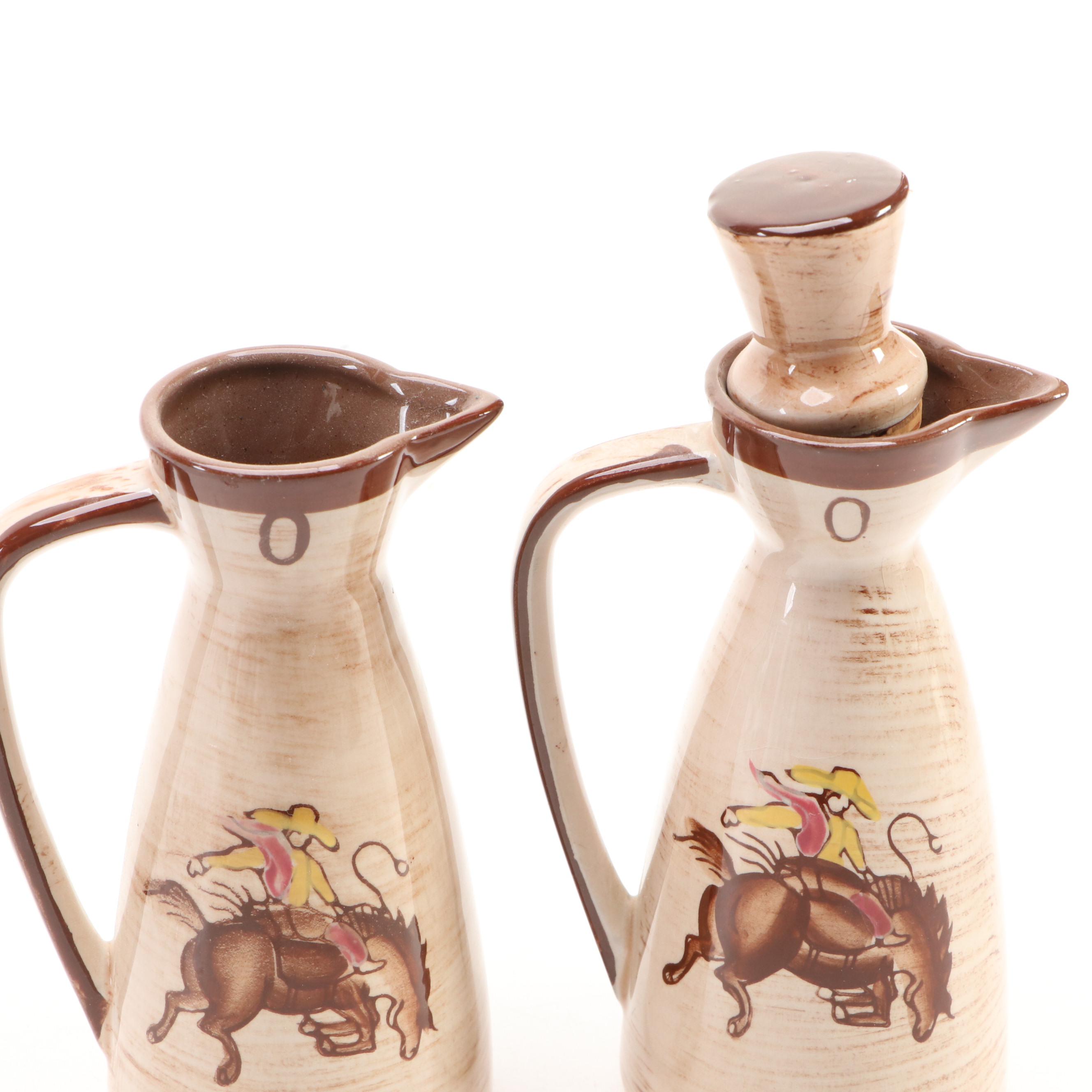 Vintage Western Ceramic Grill Plates and Table Accessories, Mid to Late 20th C.