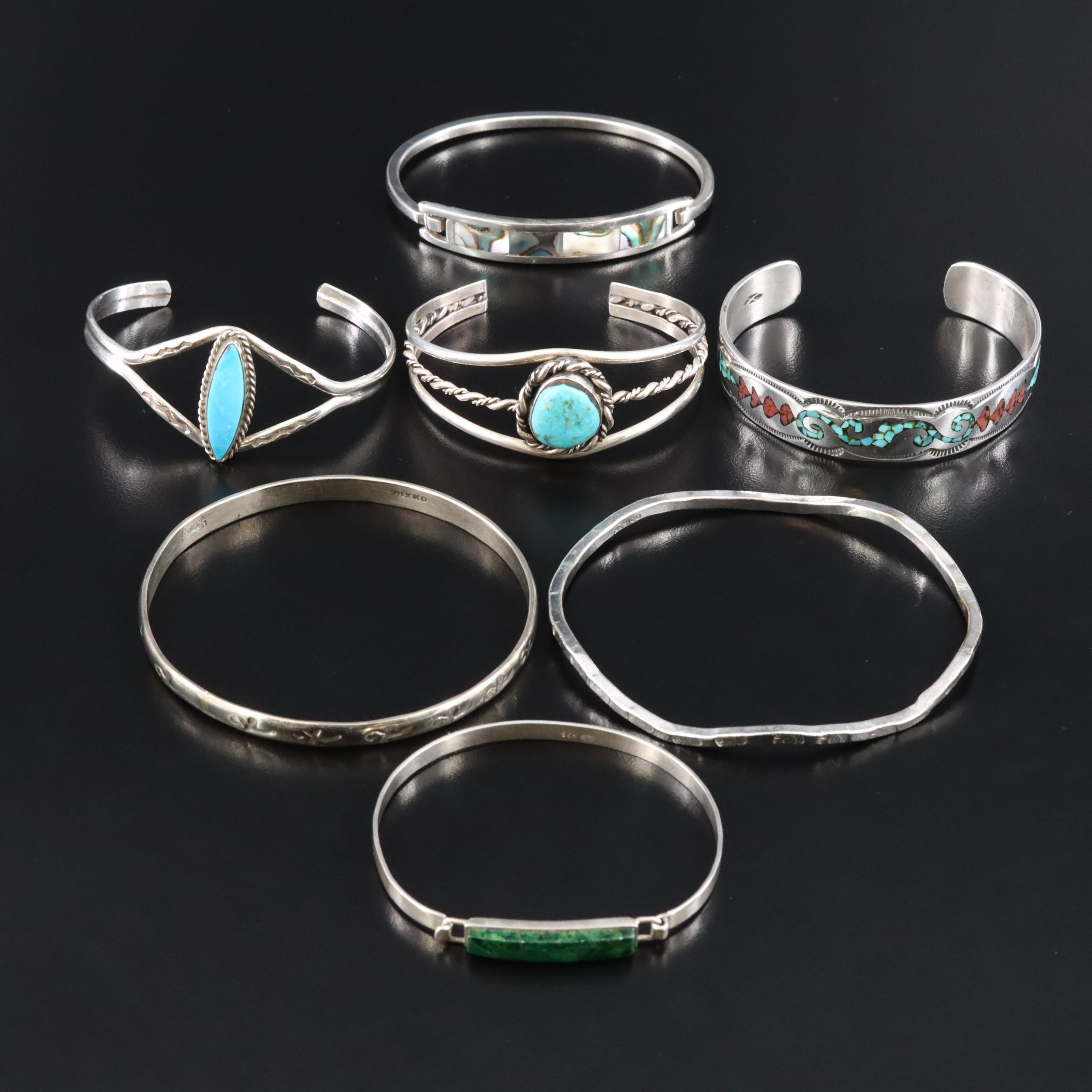 Bracelet Collection Including Mexican, Southwestern and Sterling
