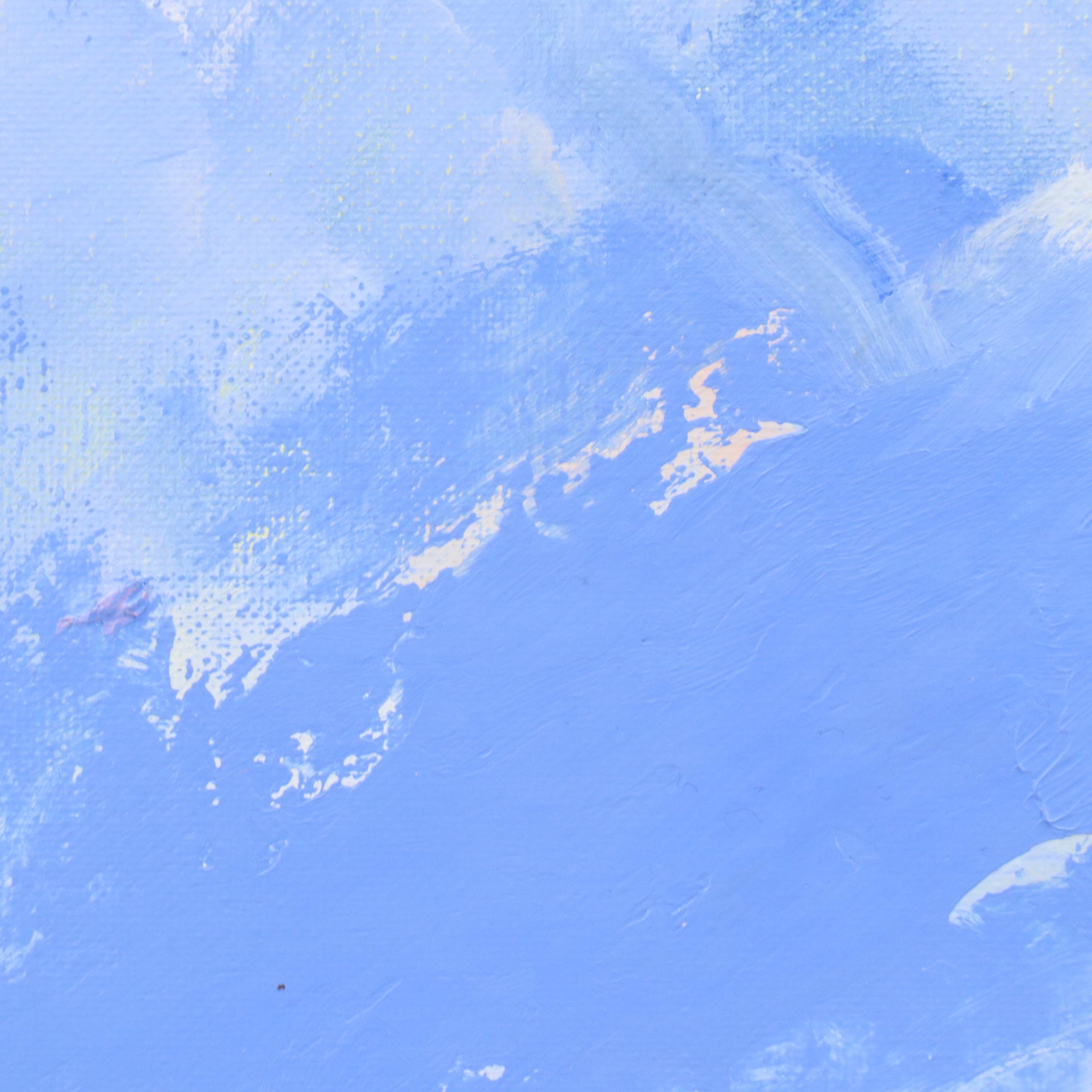 Milagros Pongo Stylized Landscape Mixed Media Painting "The Island," 2024