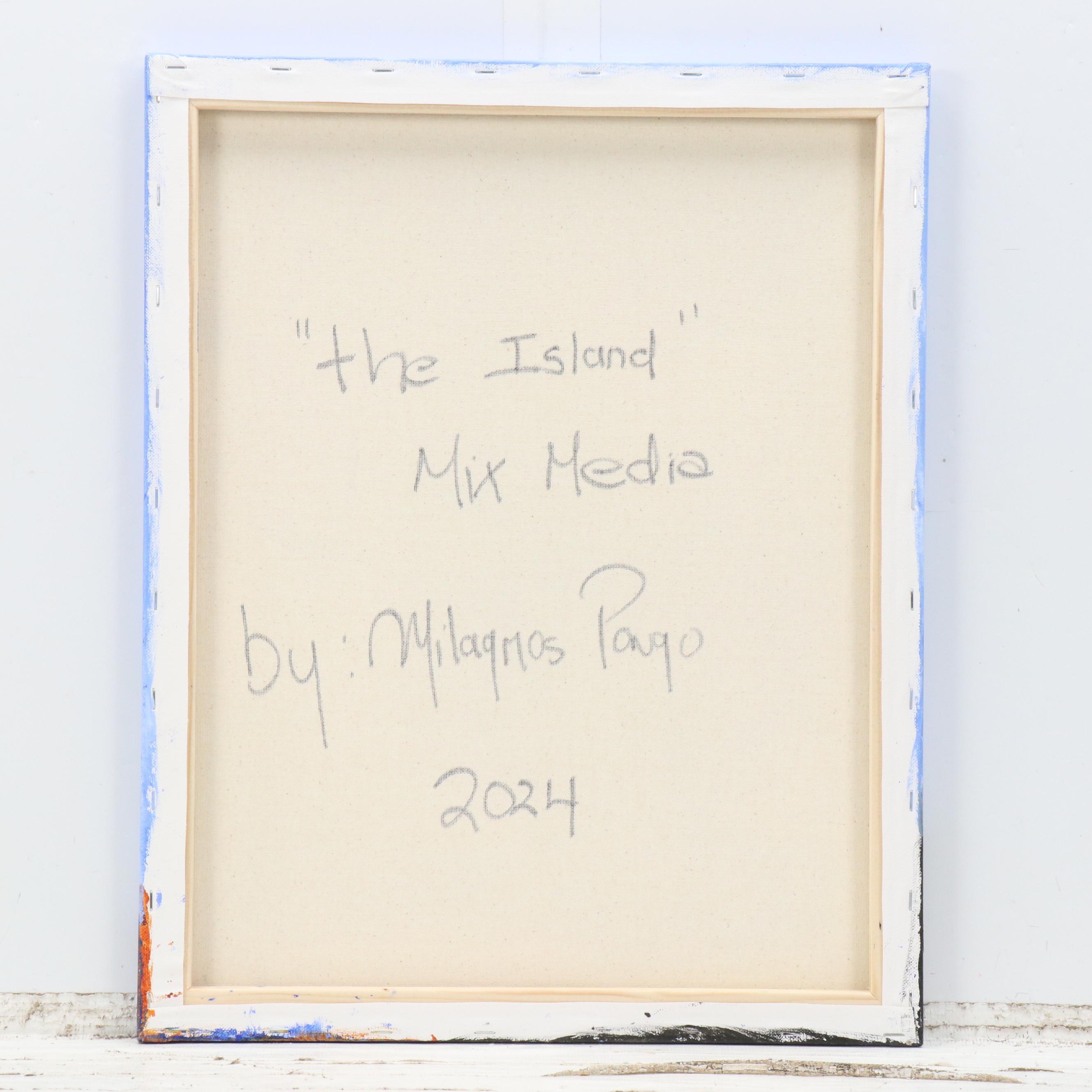 Milagros Pongo Stylized Landscape Mixed Media Painting "The Island," 2024