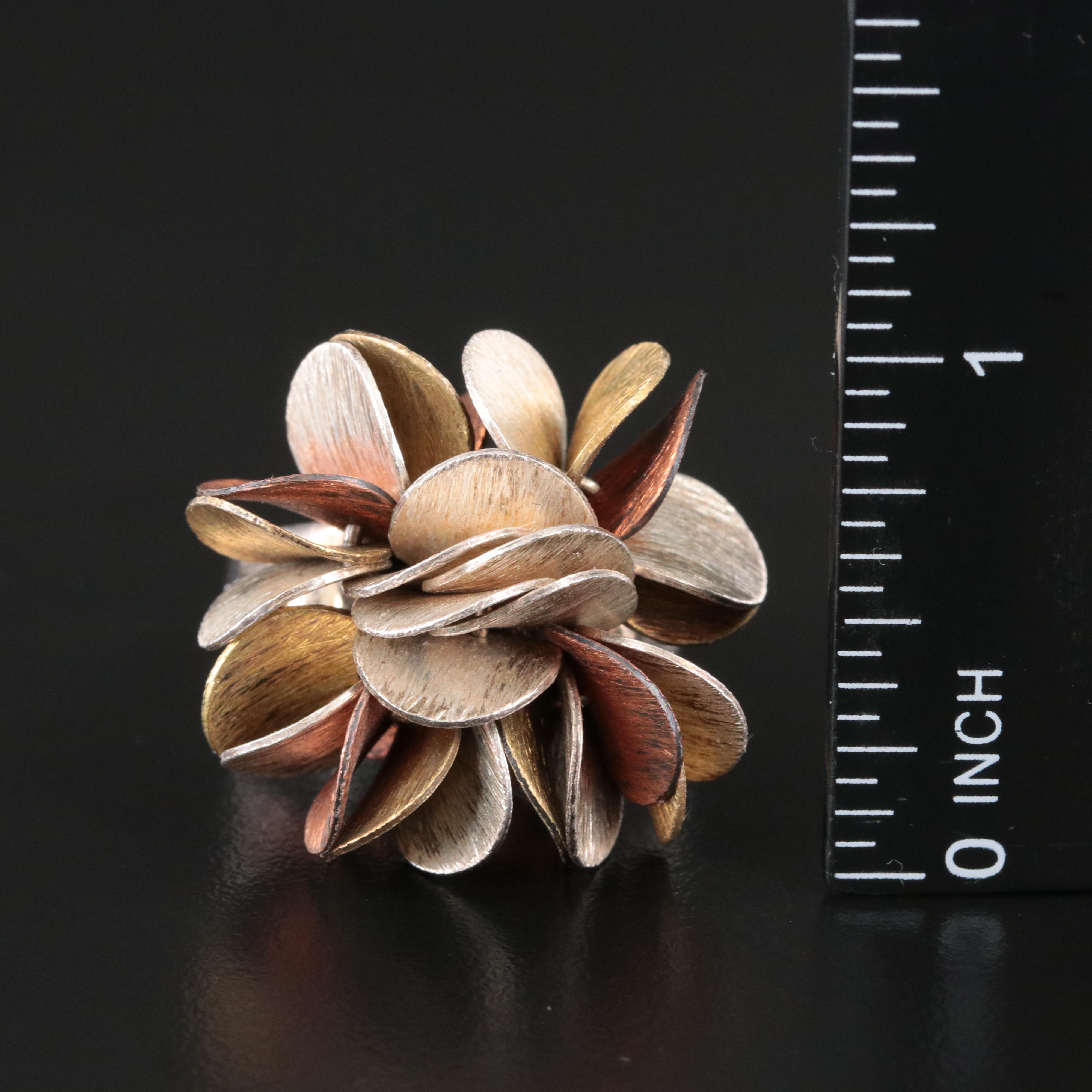 Silpada Modernist Sterling Tri Color Disc Ring