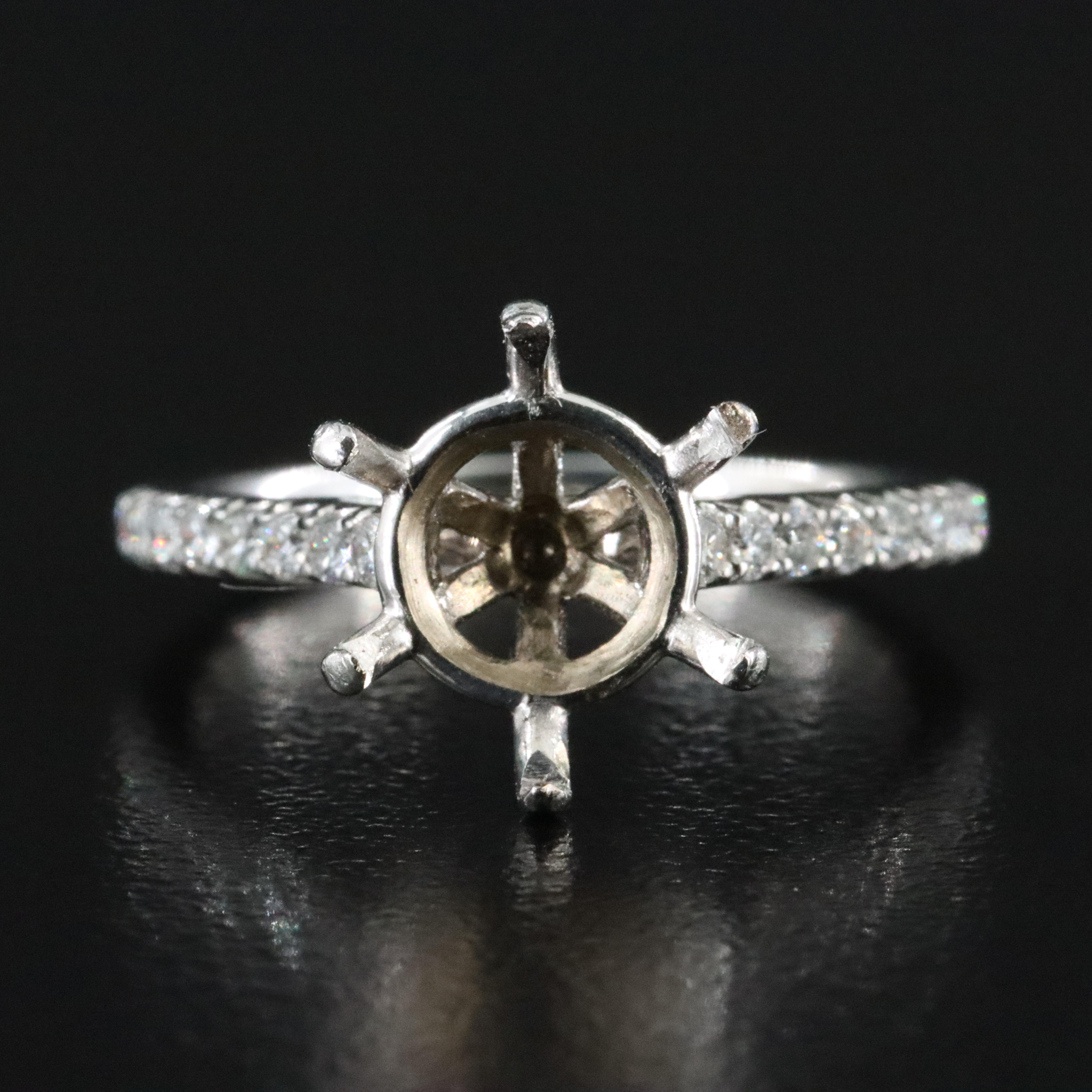 18K 0.24 CTW Diamond Semi Mount Ring