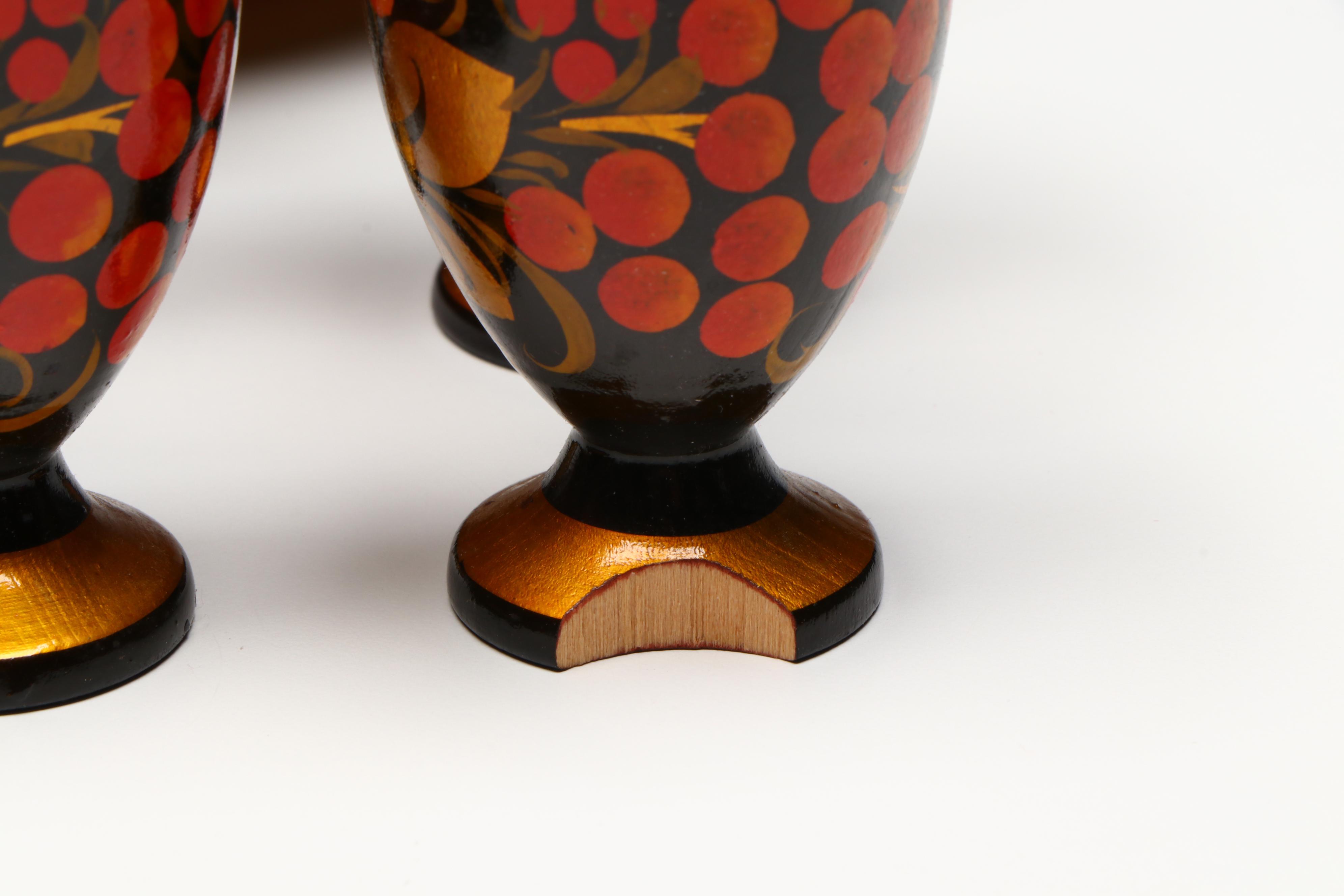 Russian Folk Art Khokhloma Lacquerware Spoons, Cups and Other Tableware