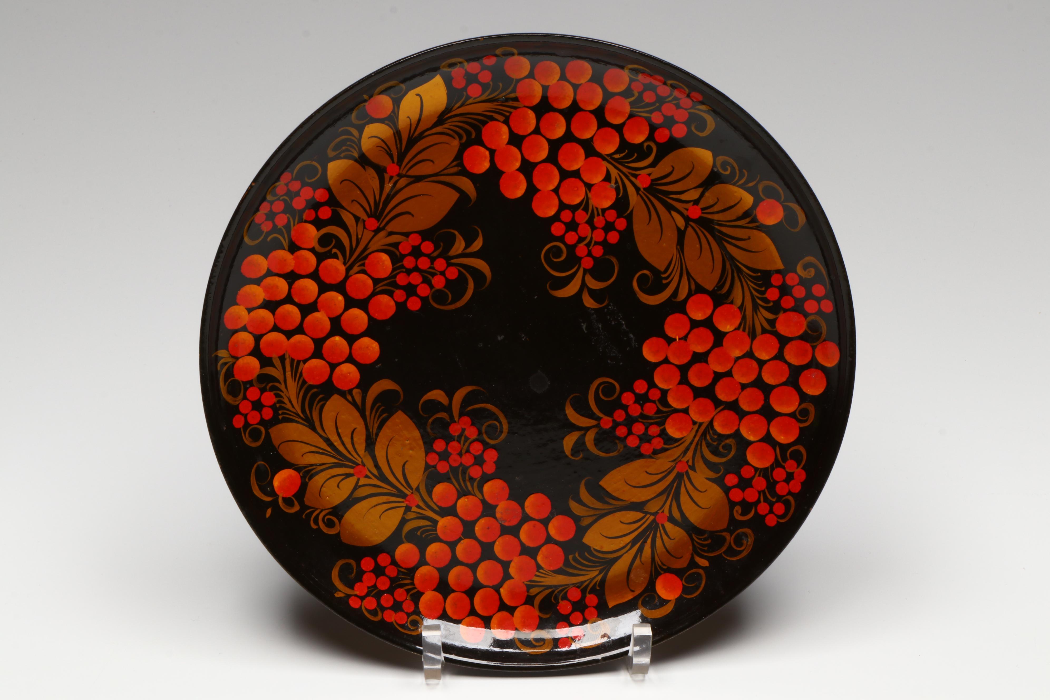 Russian Folk Art Khokhloma Lacquerware Spoons, Cups and Other Tableware