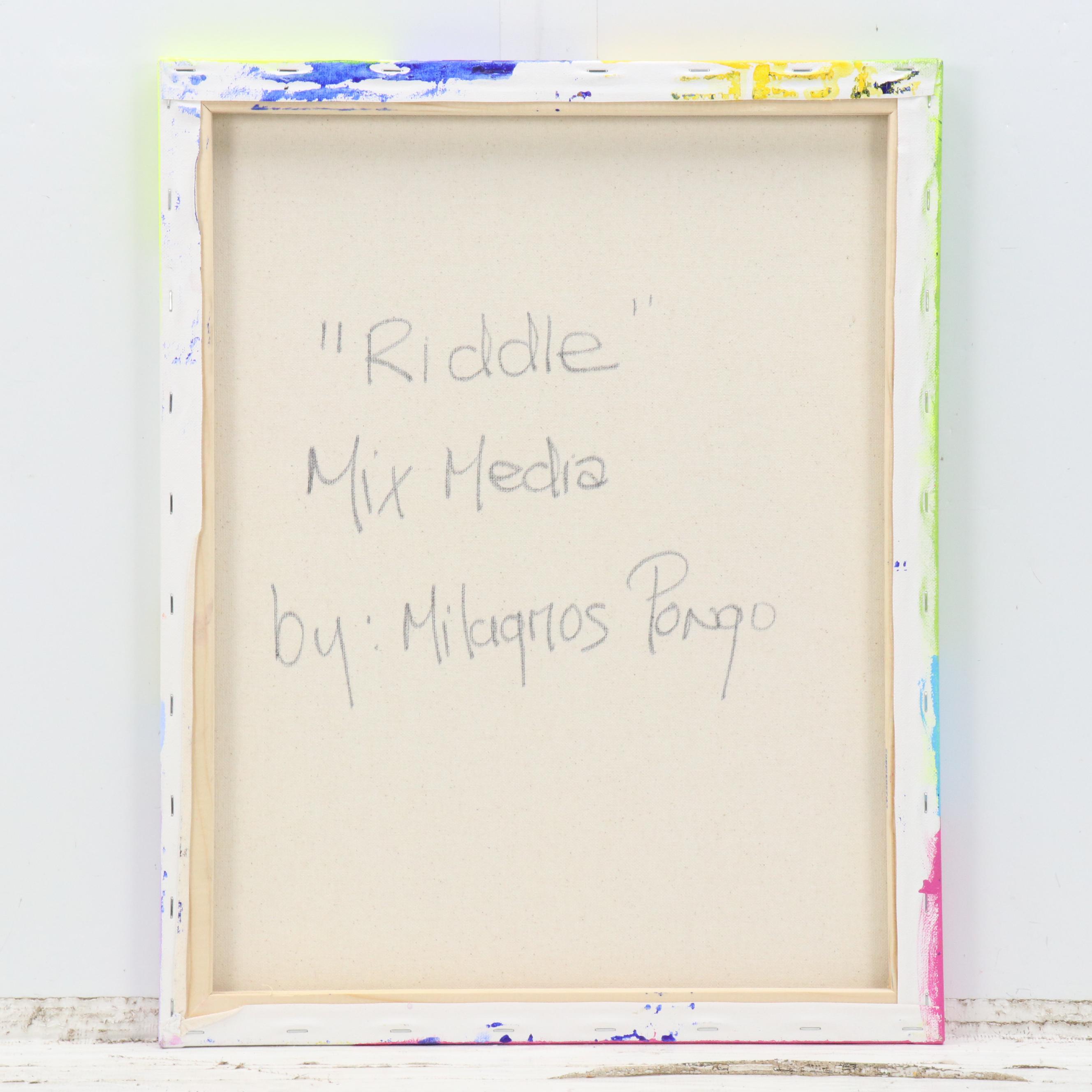 Milagros Pongo Abstract Mixed Media Painting "Riddle," 21st Century