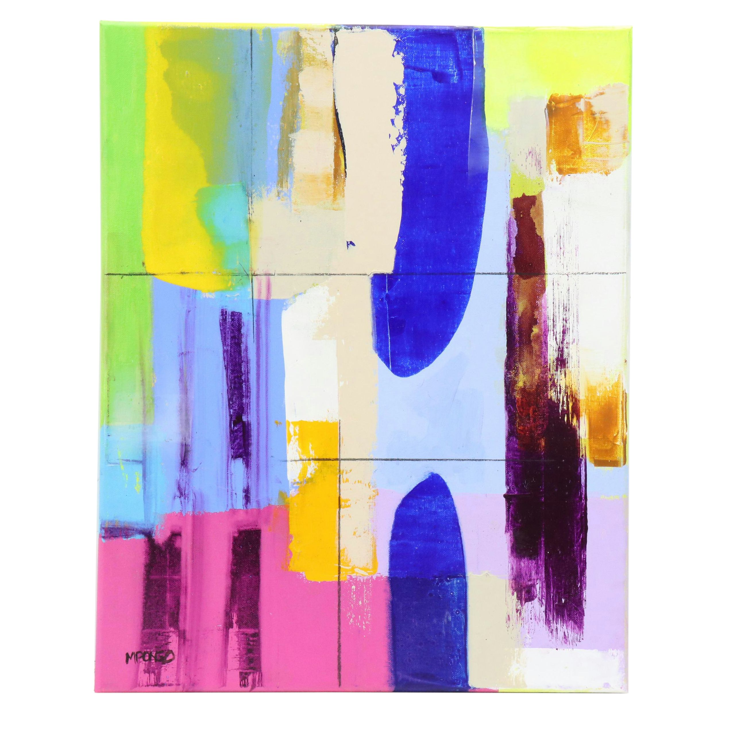 Milagros Pongo Abstract Mixed Media Painting "Riddle," 21st Century