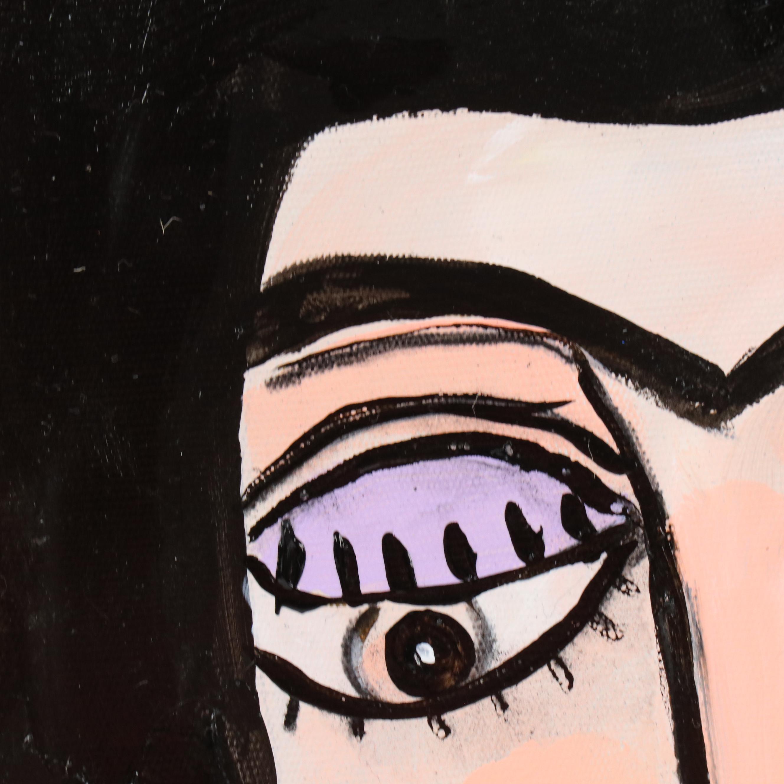 Milagros Pongo Stylized Mixed Media Portrait of Frida Kahlo "Frida," 2024