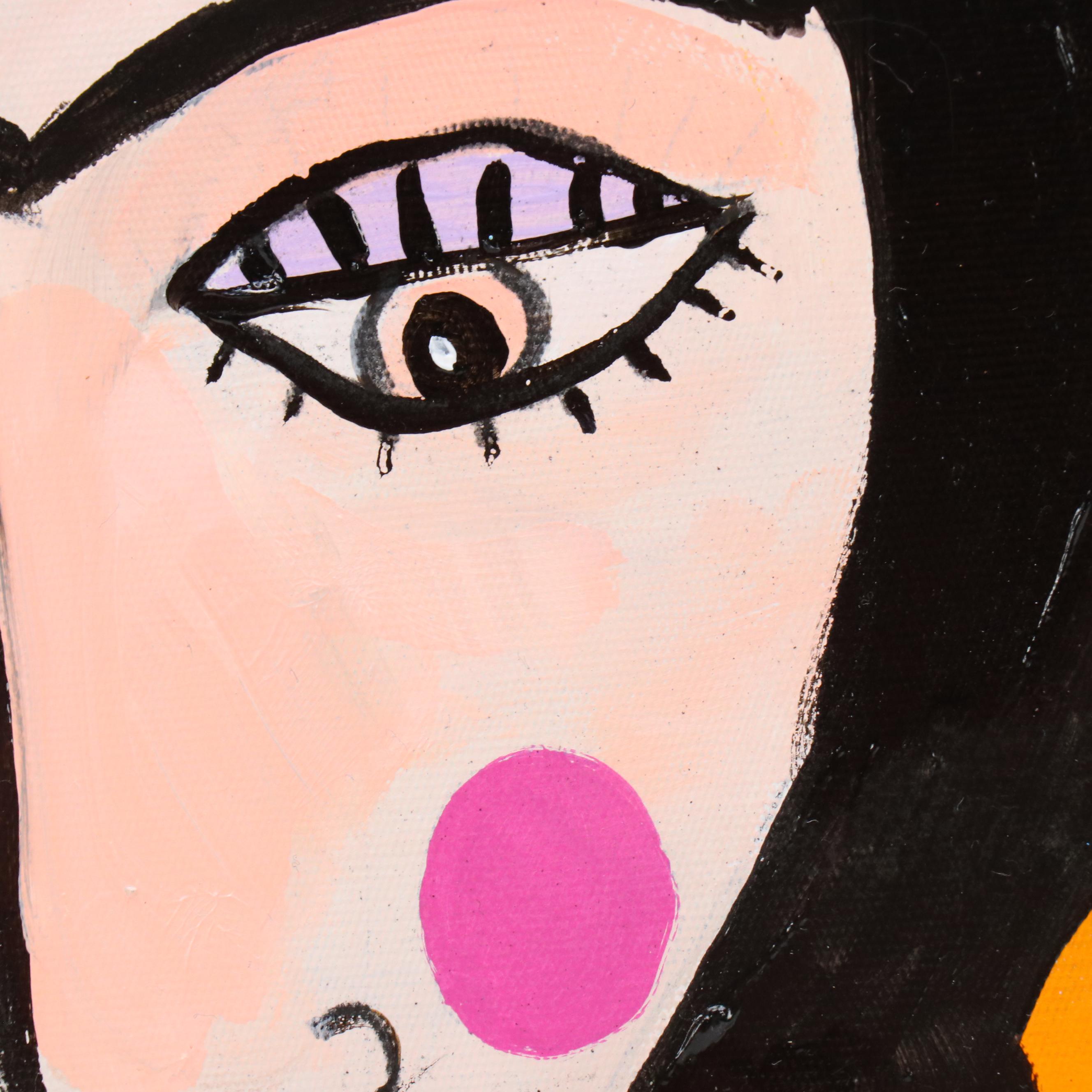 Milagros Pongo Stylized Mixed Media Portrait of Frida Kahlo "Frida," 2024